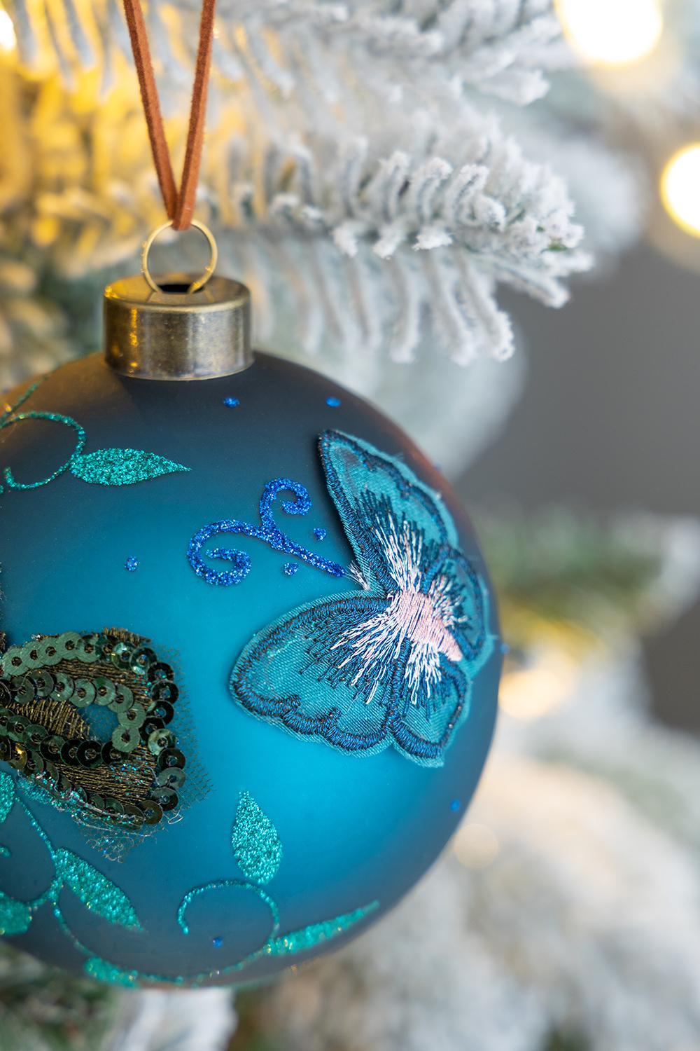 Christmas Ball Ornaments, Glass Decorative Hanging Ball Christmas Tree Ornaments For Holiday Party Decorations (Set of 6) - Blue