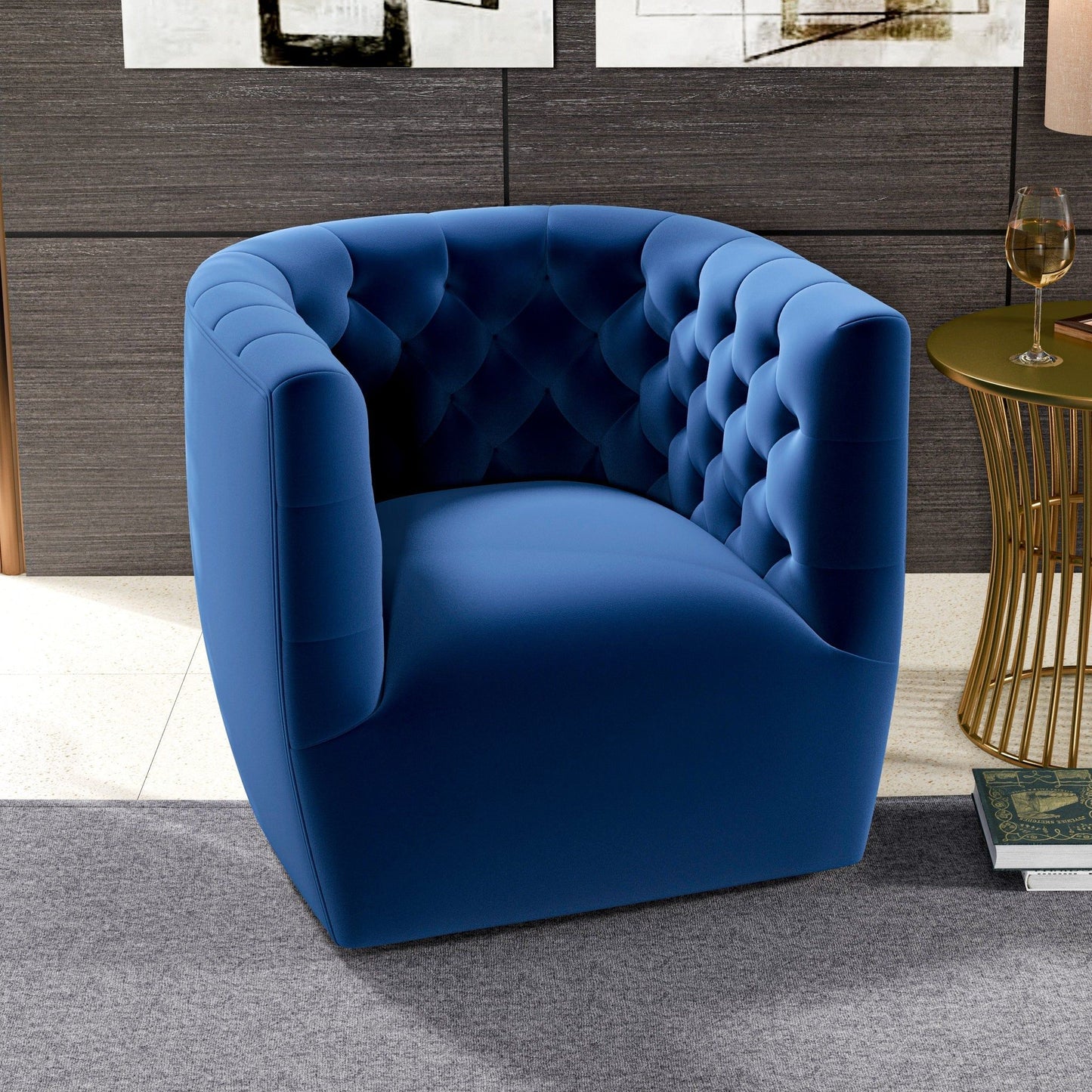 Delaney - Swivel Chair - Dark Blue