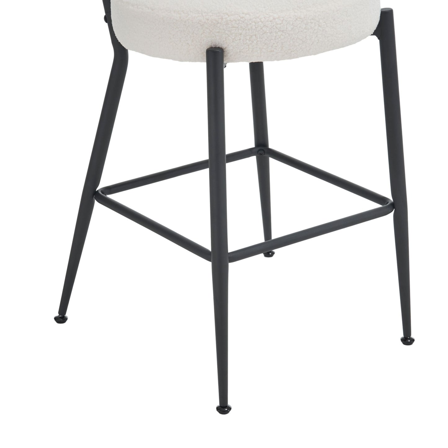 Modern Teddy Fabric Upholstered Bar Stools (Set of 2) - White