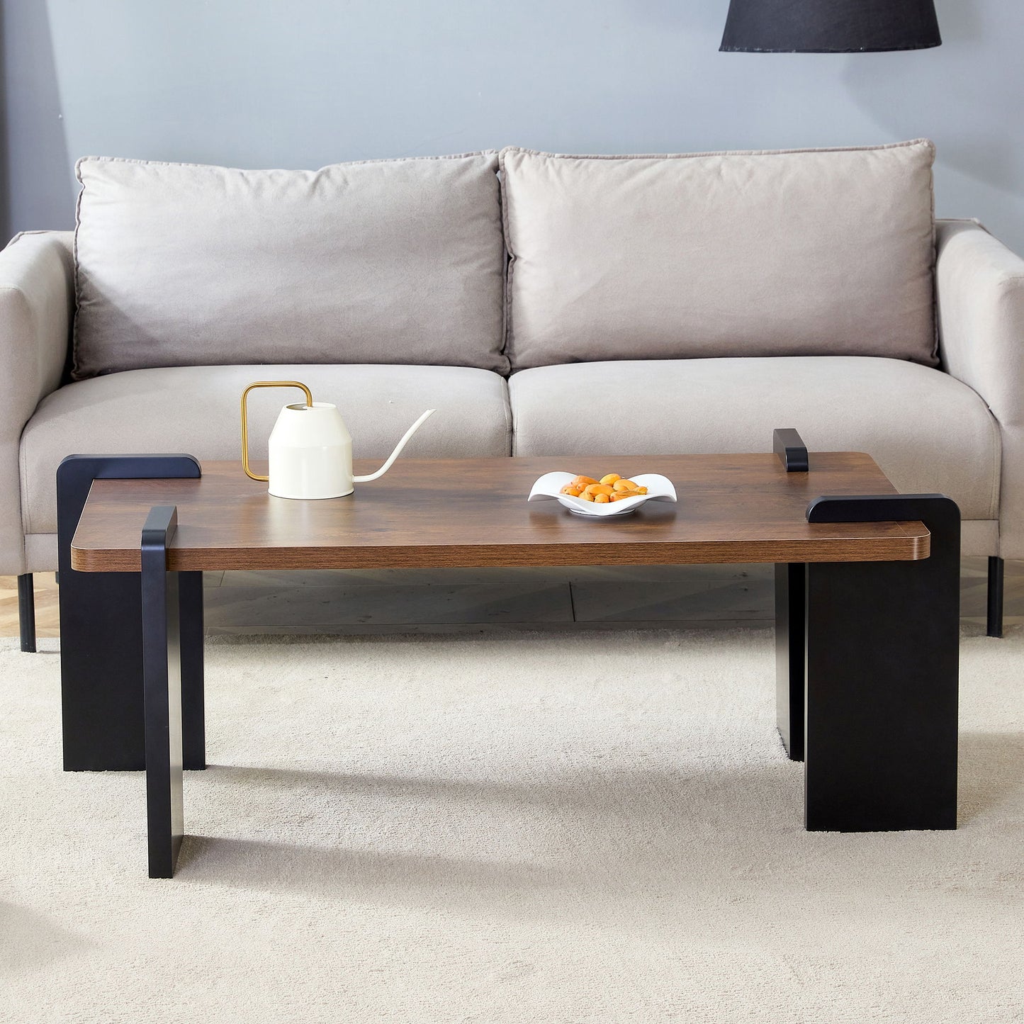 Walnut Colored Coffee Table, Suitable For Modern Minimalist Living Rooms - Walnut