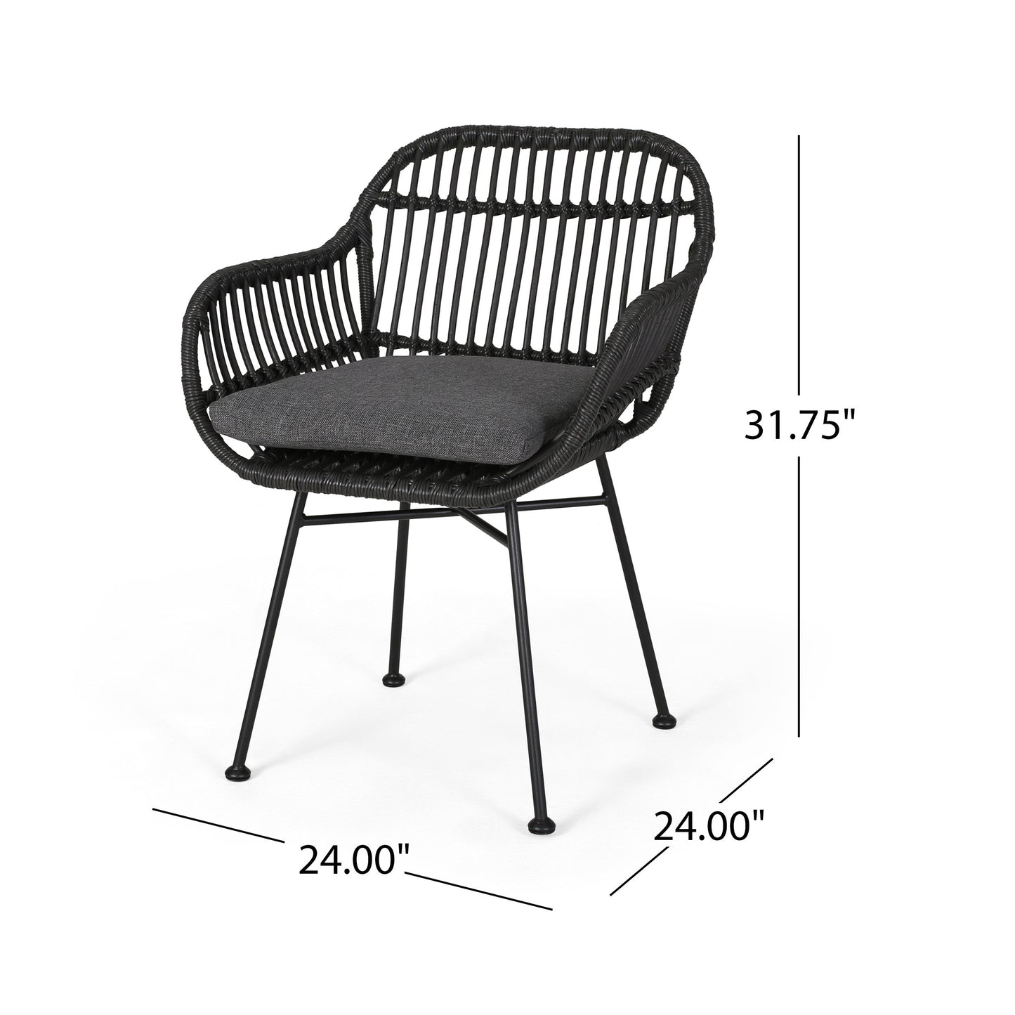 Outdoor Accent Chair With Steel Frame And Water Resistant Cushions (Set of 2) - Gray