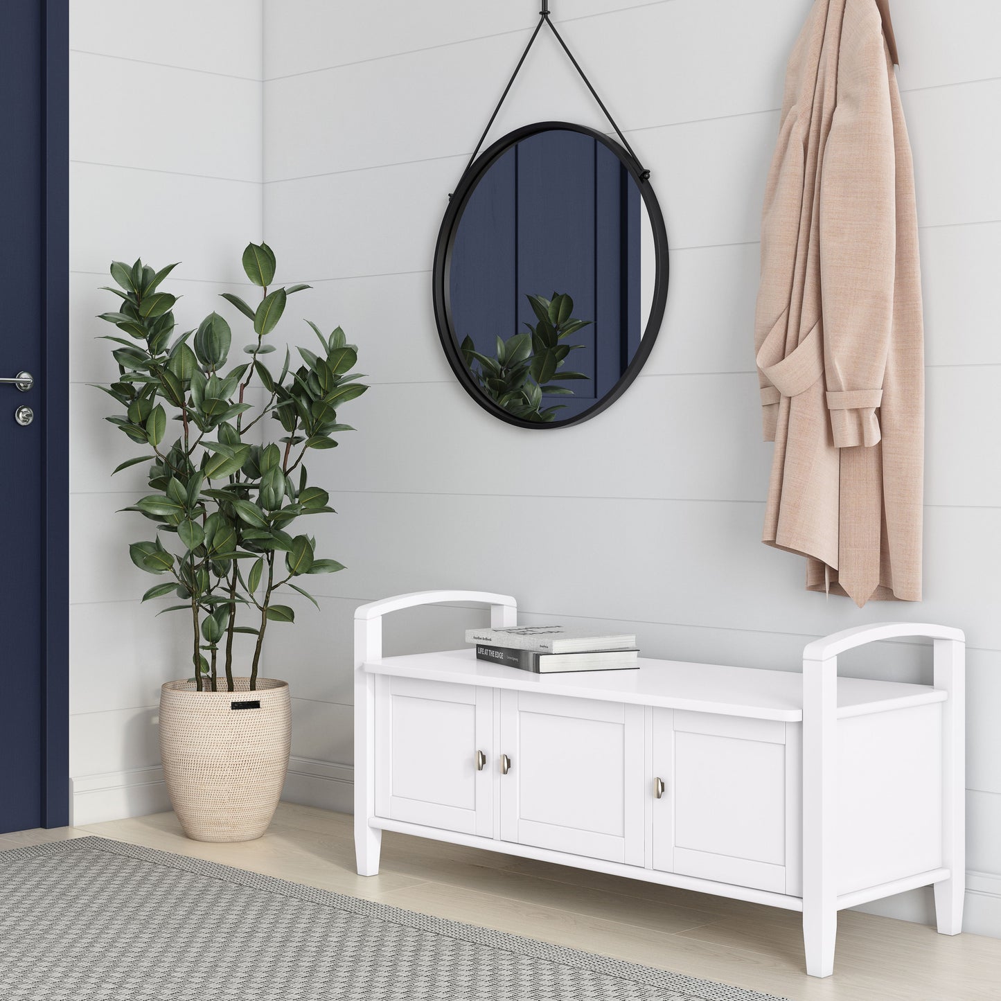 Warm Shaker - Entryway Storage Bench - White