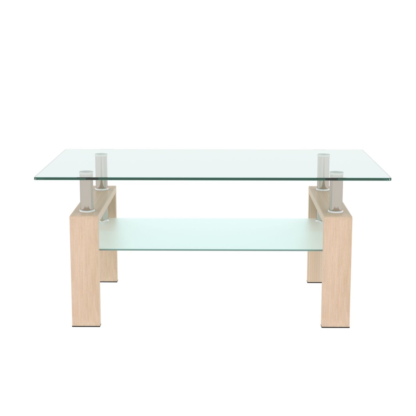 Rectangle Glass Coffee Table Modern Side Center Table For Living Room - Clear