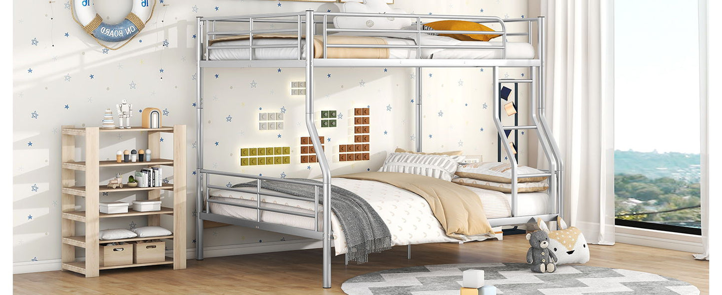 Full Long Over Queen Metal Bunk Bed - Sliver