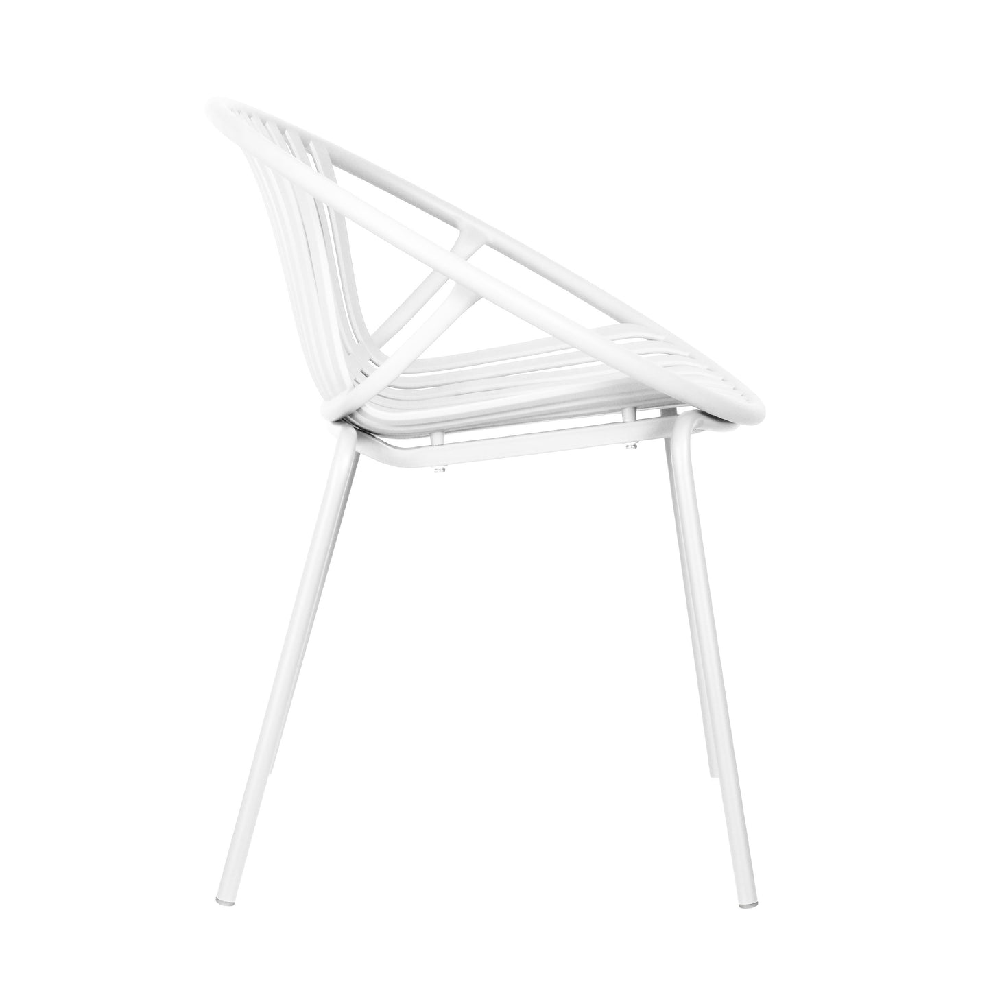 Modern Expandable Outdoor Dining Set With Stackable Chairs - White / Teak