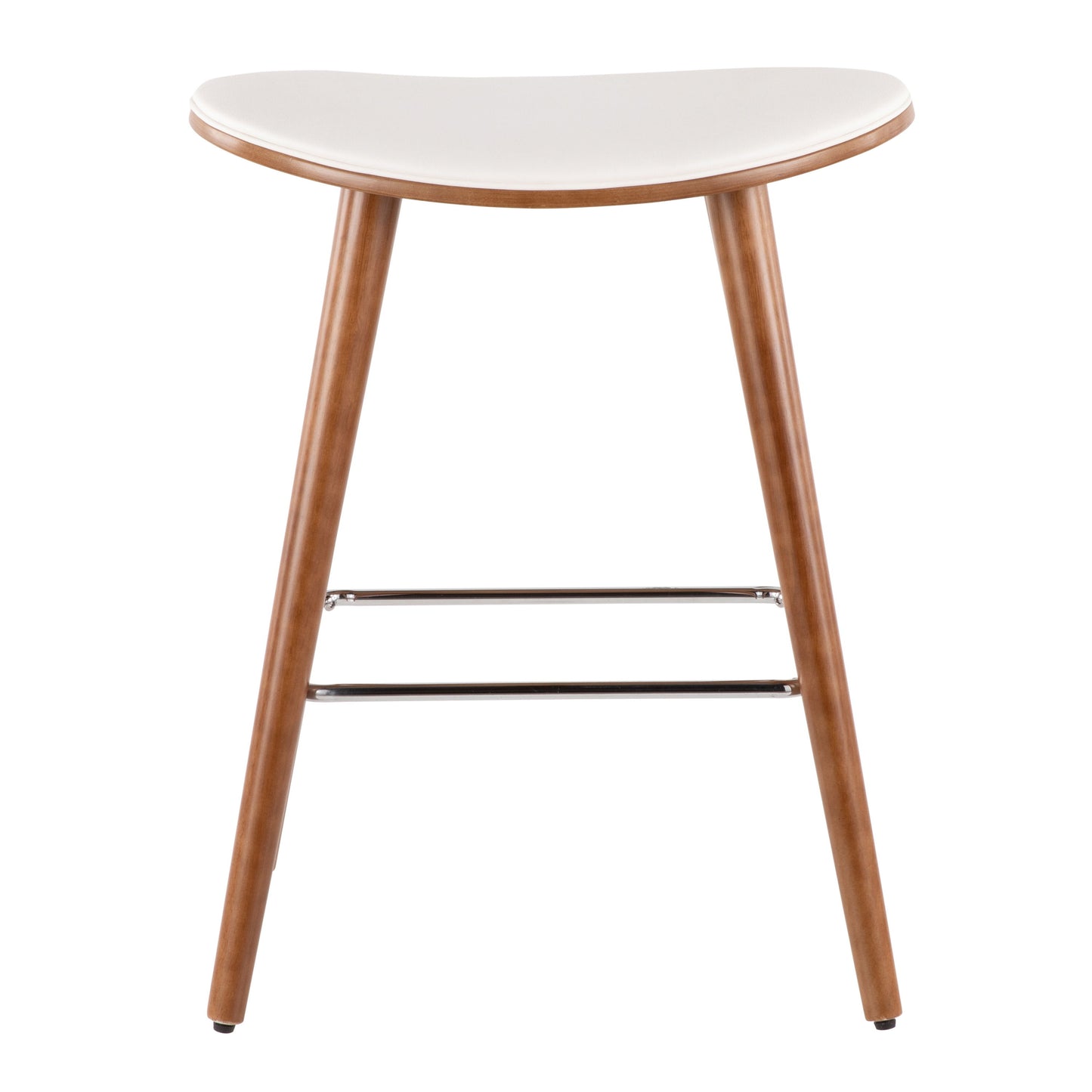 Saddle - Mid-Century Modern Counter Stool (Set of 2) - Walnut / White