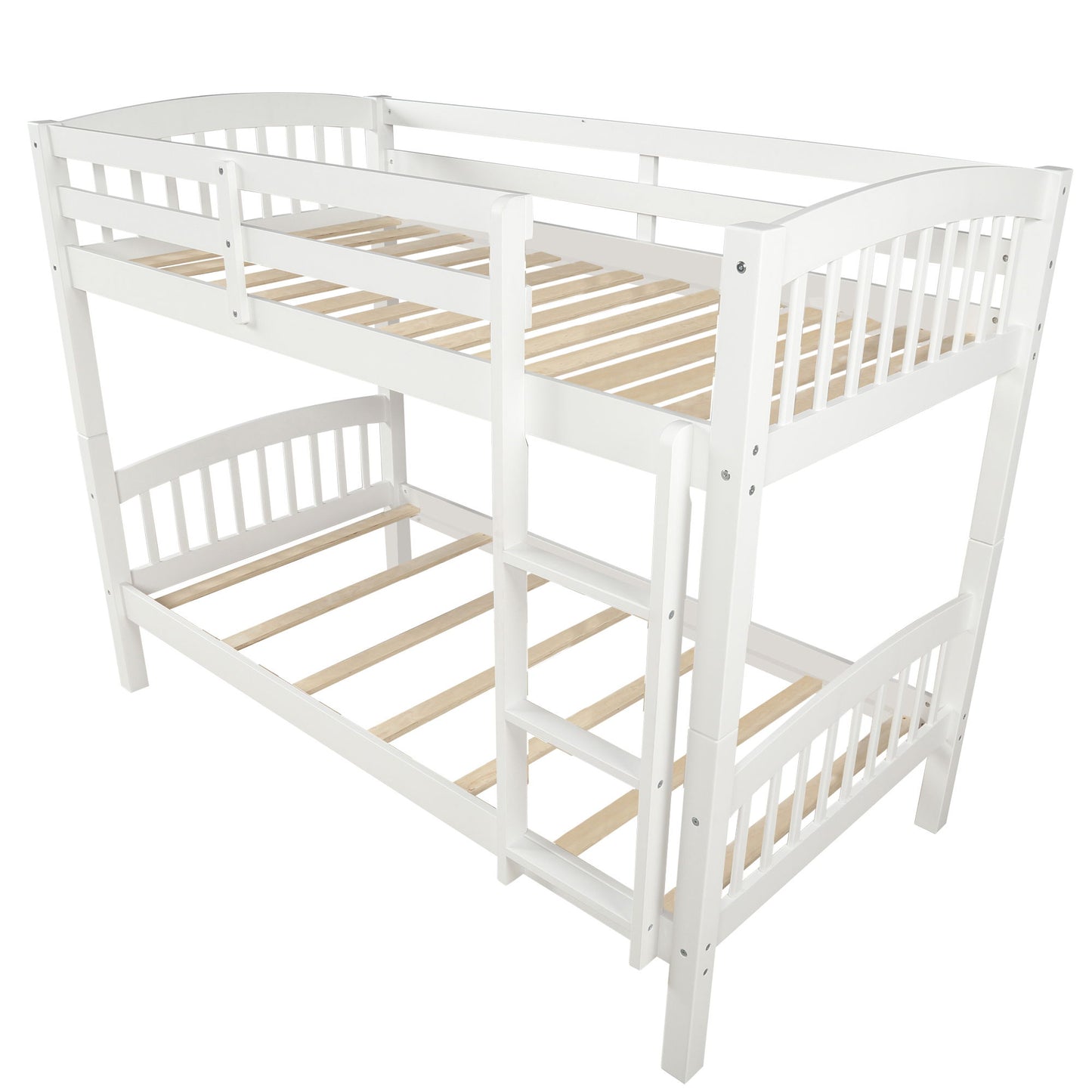 Twin Over Twin Bunk Bed & Ladder - White