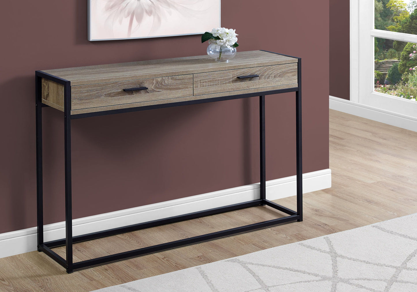 Accent Console Table For Entryway, 2 Storage Drawer, Contemporary And Modern - Taupe