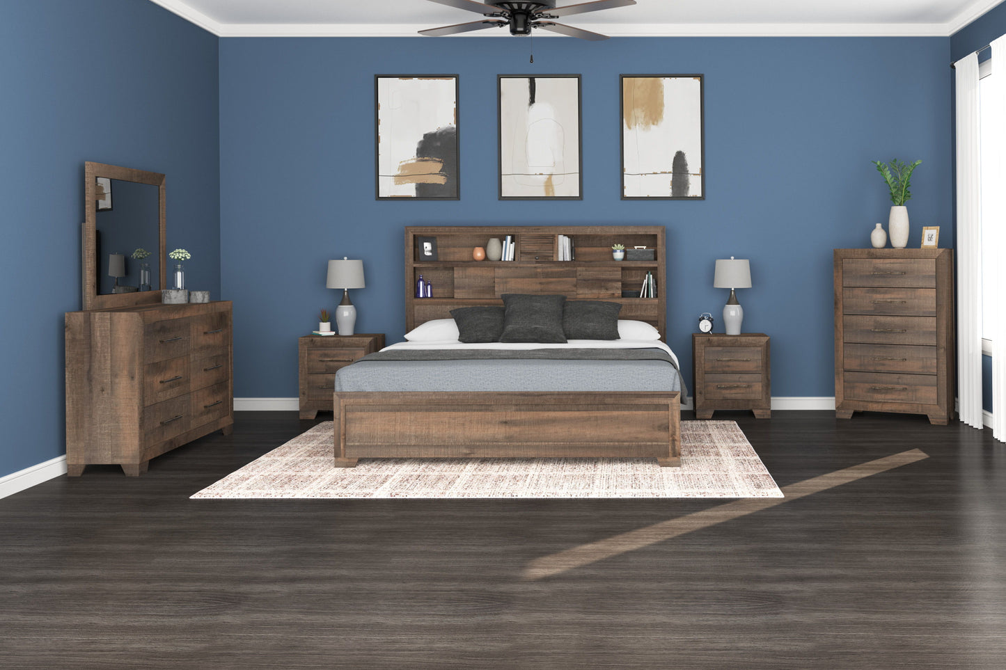 Plinz - Queen Bookcase Bed - Brown