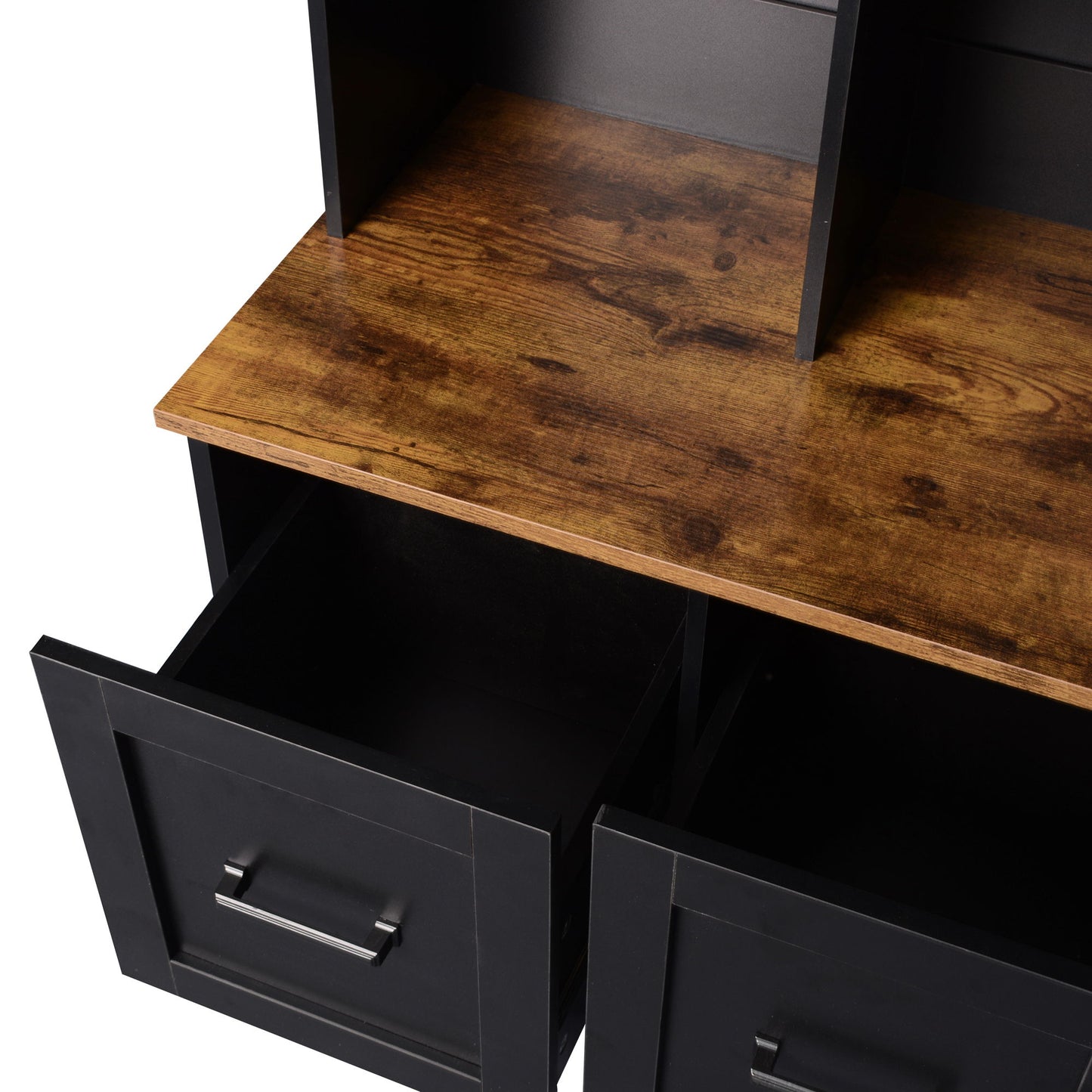 Modern Hall Tree With Entryway Bench, 3 Shelves And Drawers, Wide Hall Tree With Storage Bench For Hallway - Black