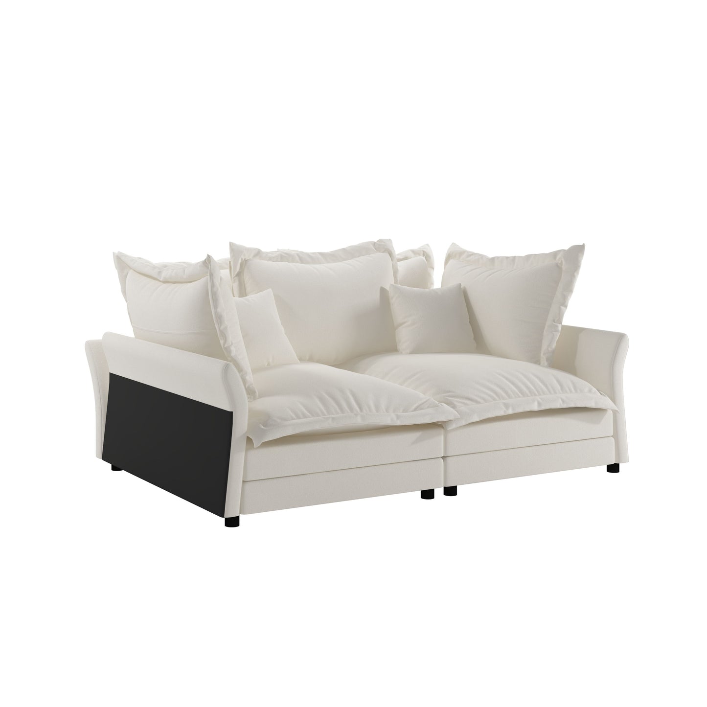 Modern Comfy Upholstered Sofa Cloud Couch, Deep Seat Couches With Multiple Large Soft Pillows, Convertible Deep Seat Chaise Longue For Living Room - Beige