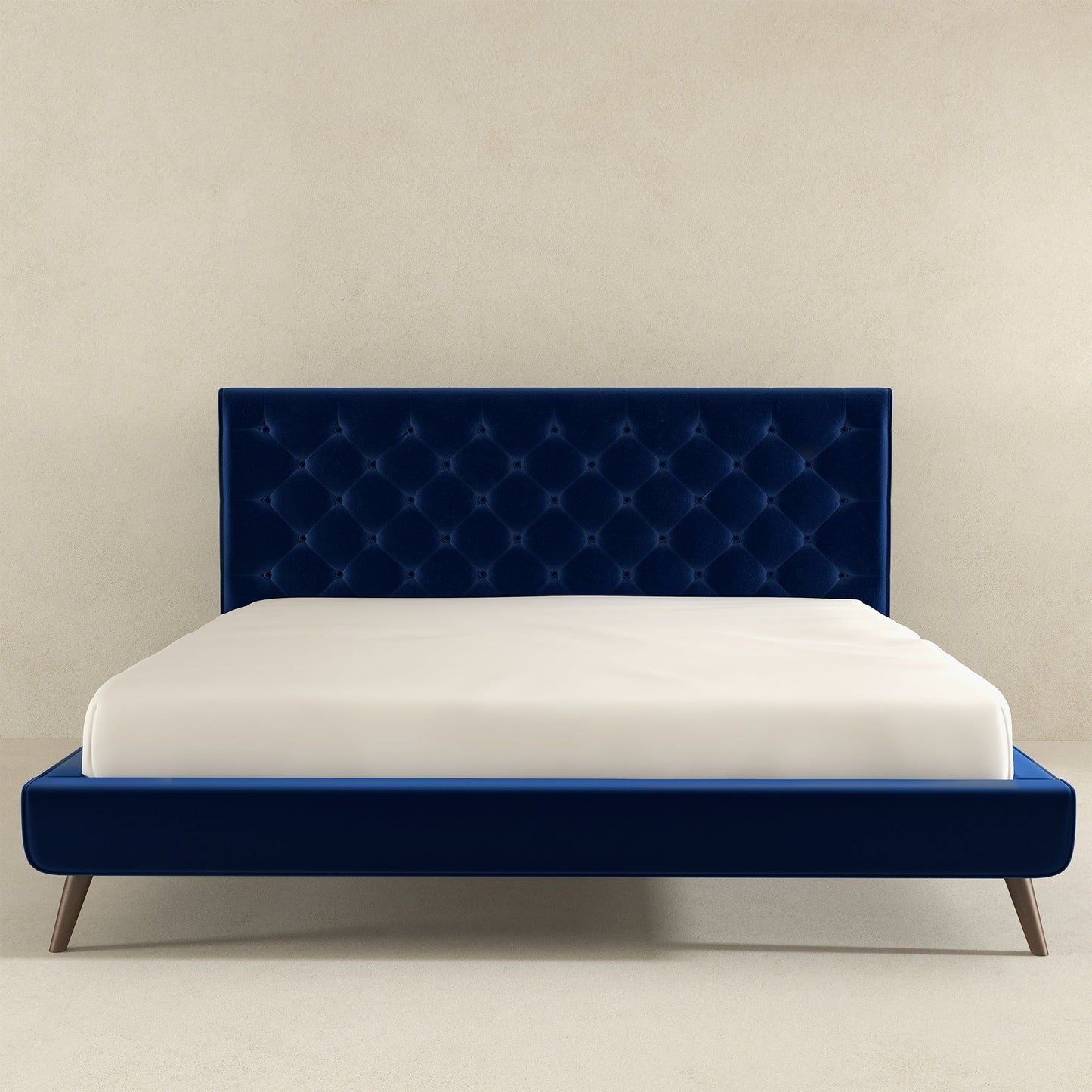Dillon - Velvet Platform Bed King Size - Blue
