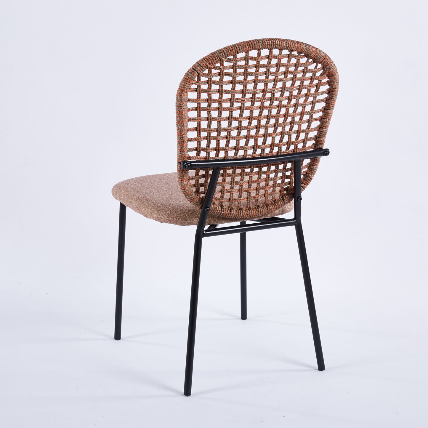 Sennit Chair, Dining Chair, Coffee Chair (Set of 4) - Black / Orange