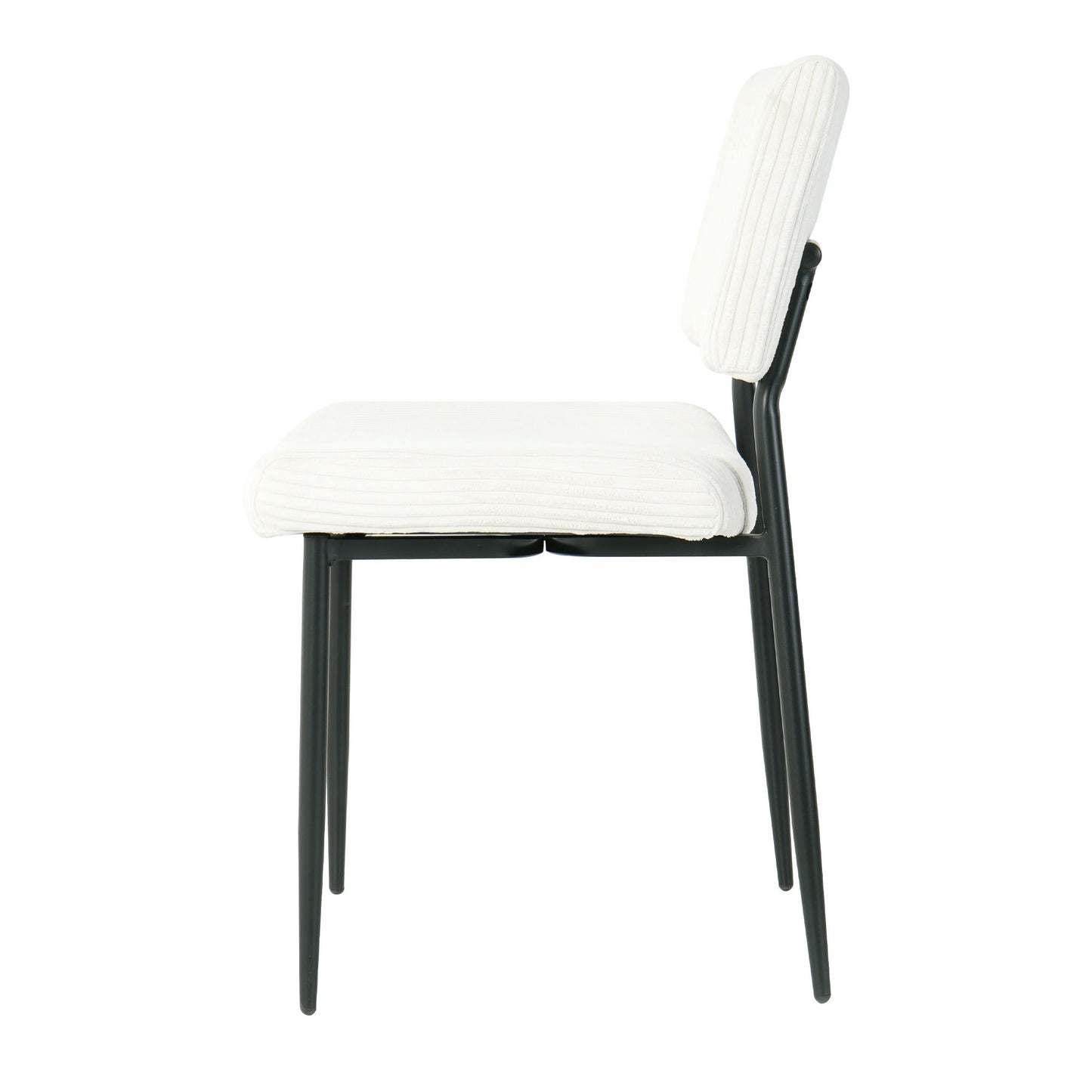 Modern Fabric Upholstered Dining Chair With Black Metal Legs (Set of 4) - Beige