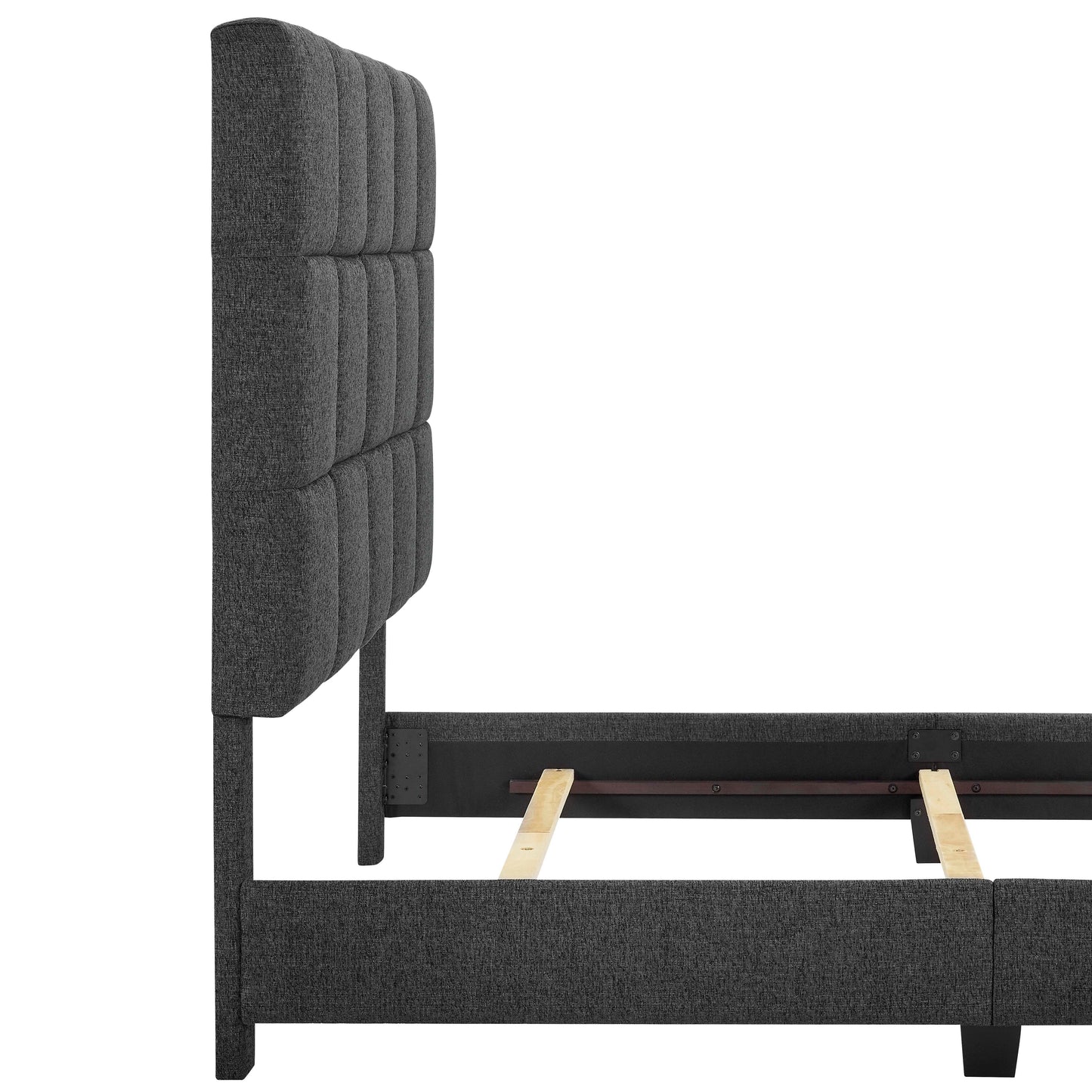 King Size Squares Upholstered Platform Bed - Gray