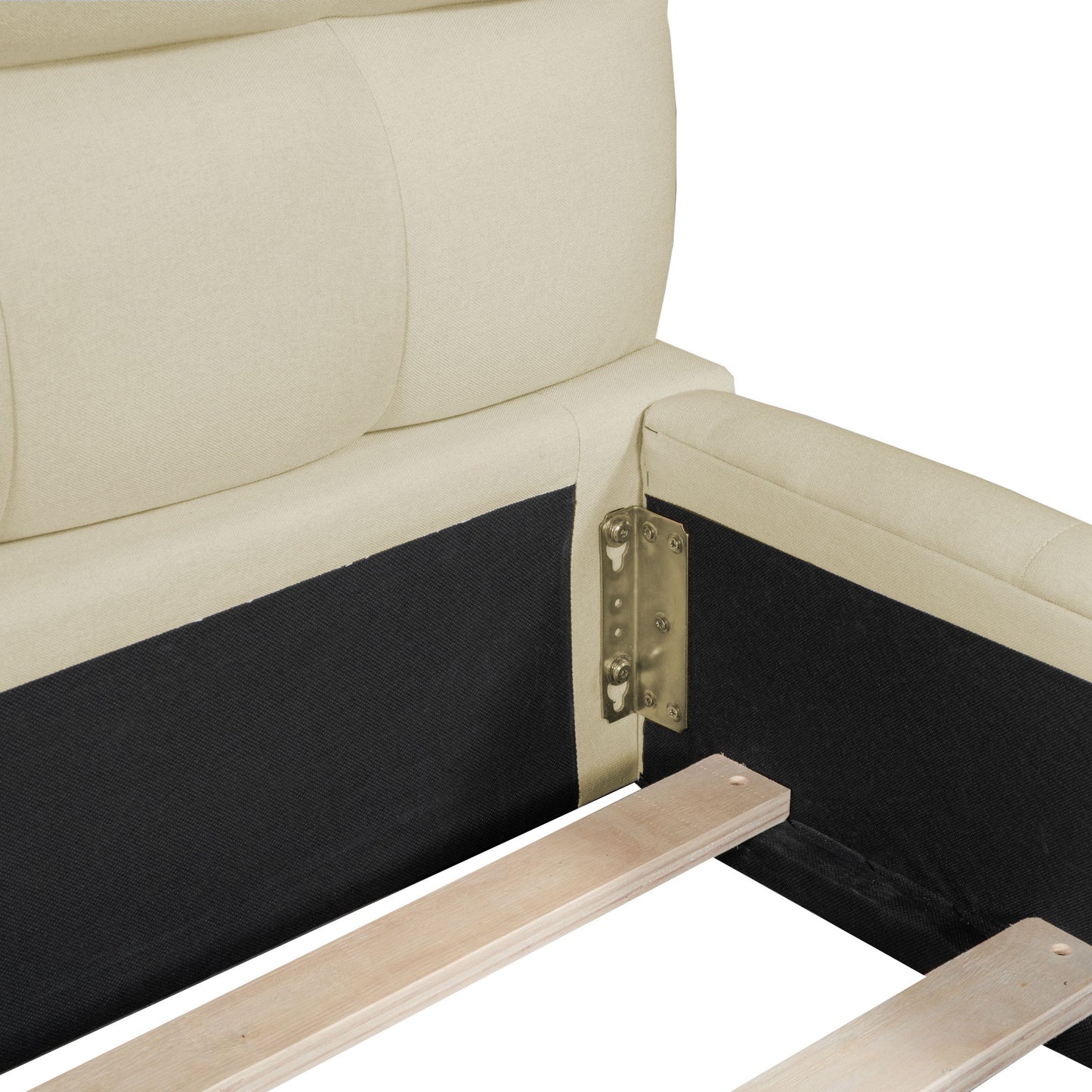 Queen Size Upholstered Platform Bed With Thick, Grounded Bed With Solid Frame - Beige