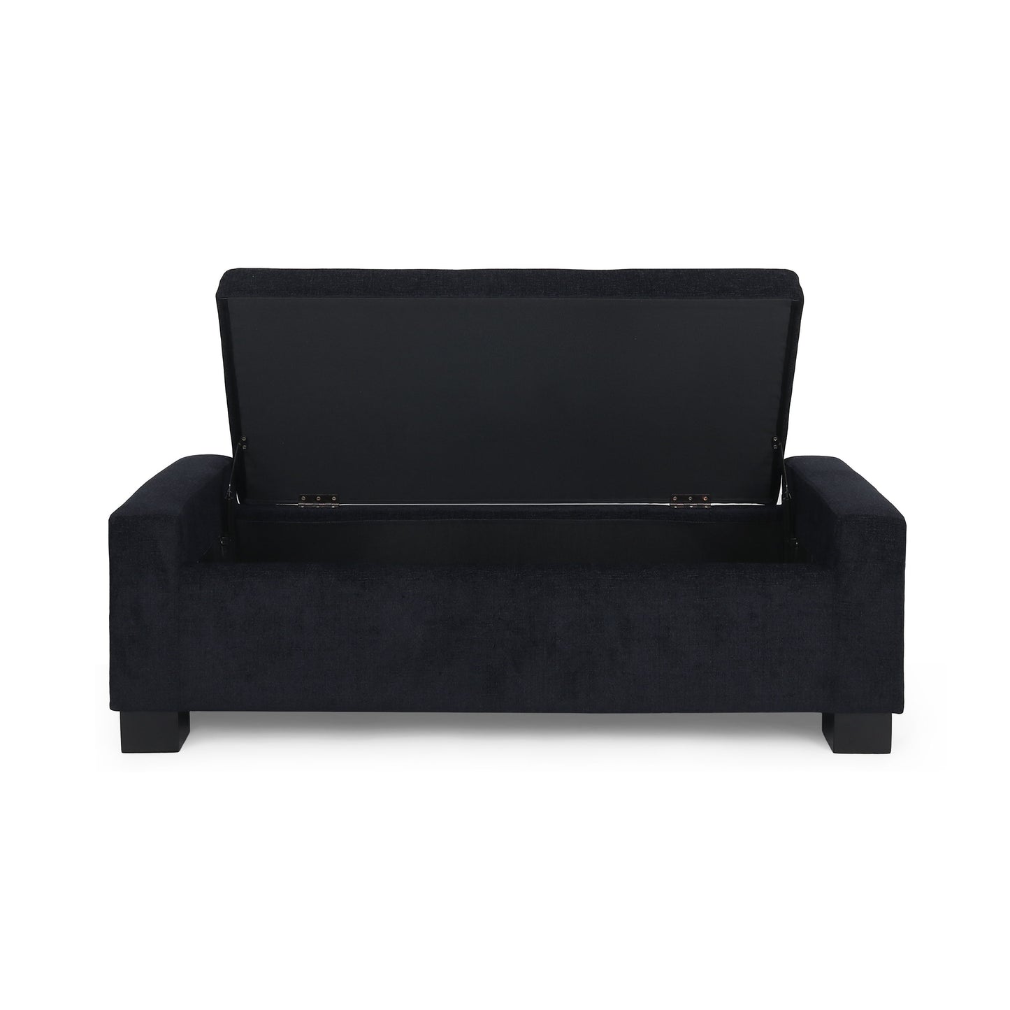 Textured Fabric Ottoman Bench With Hinged Lid - Dark Blue