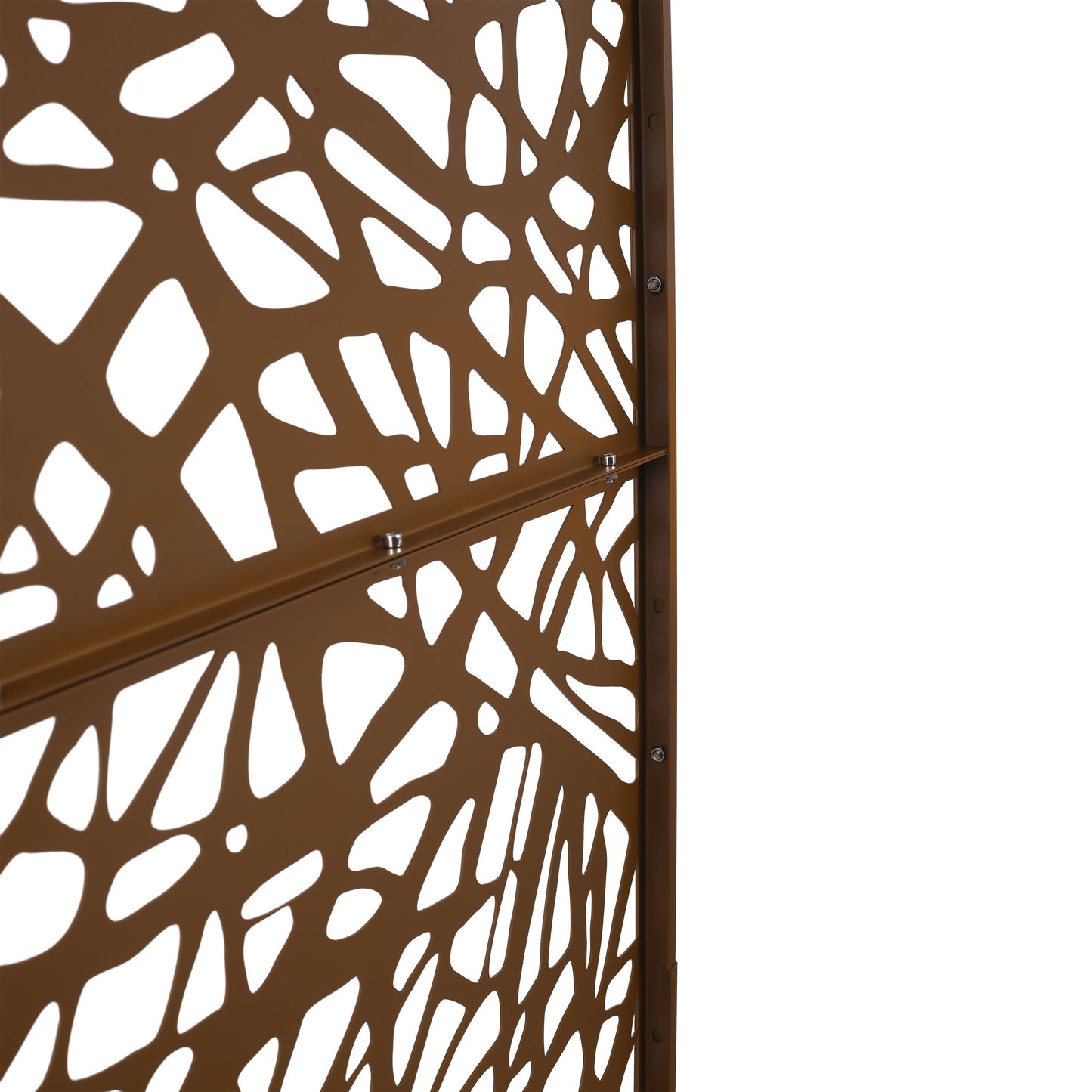 Outdoor & Indoor Metal Privacy Screen Freestanding Decorative Privacy Screen, Privacy Fence Panels For Deck Balcony Patio Garden - Brown