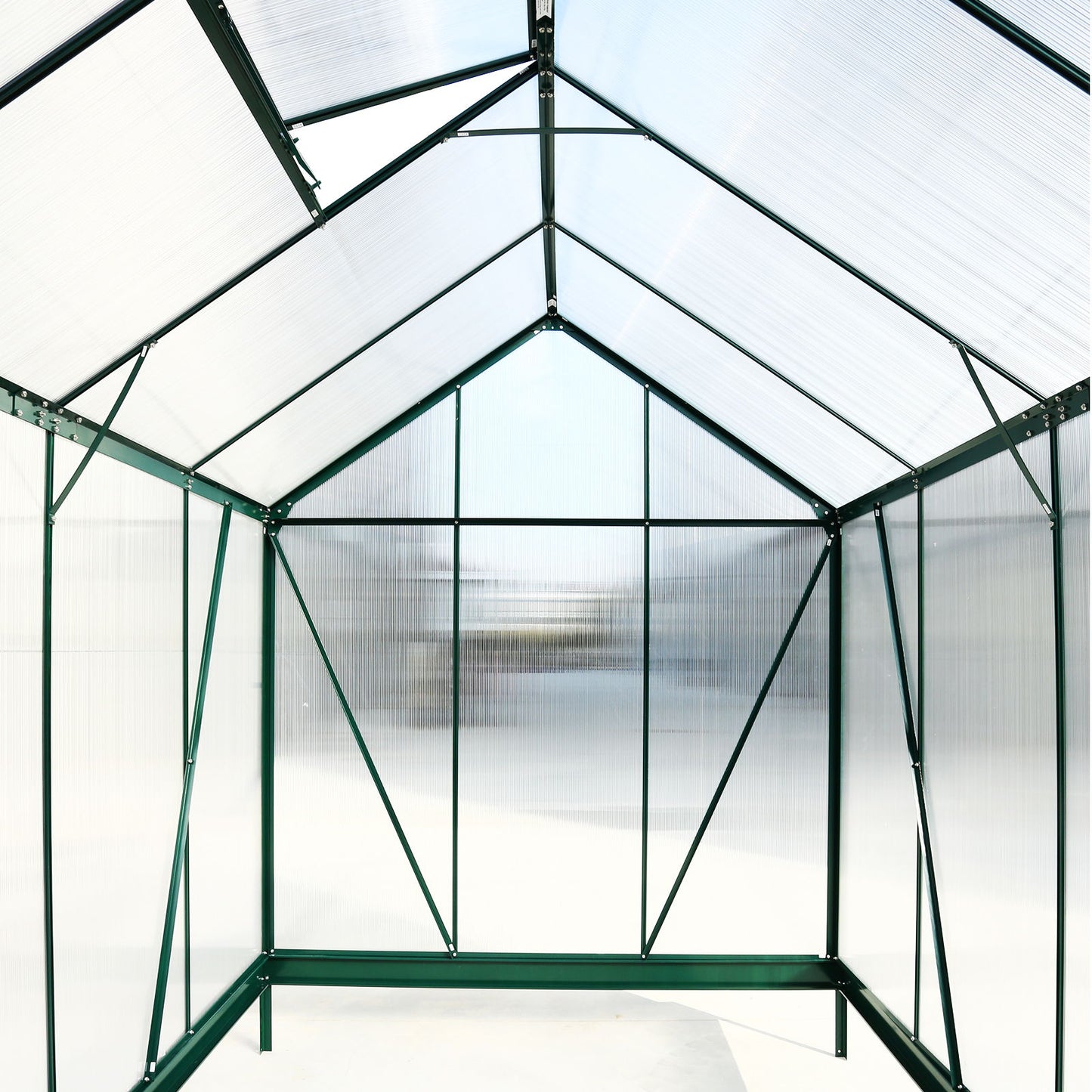 6.3'x8.2'x7' Polycarbonate Greenhouse, Heavy Duty Outdoor Aluminum Walk-In Green House Kit With Rain Gutter, Vent And Door For Backyard Garden - Green