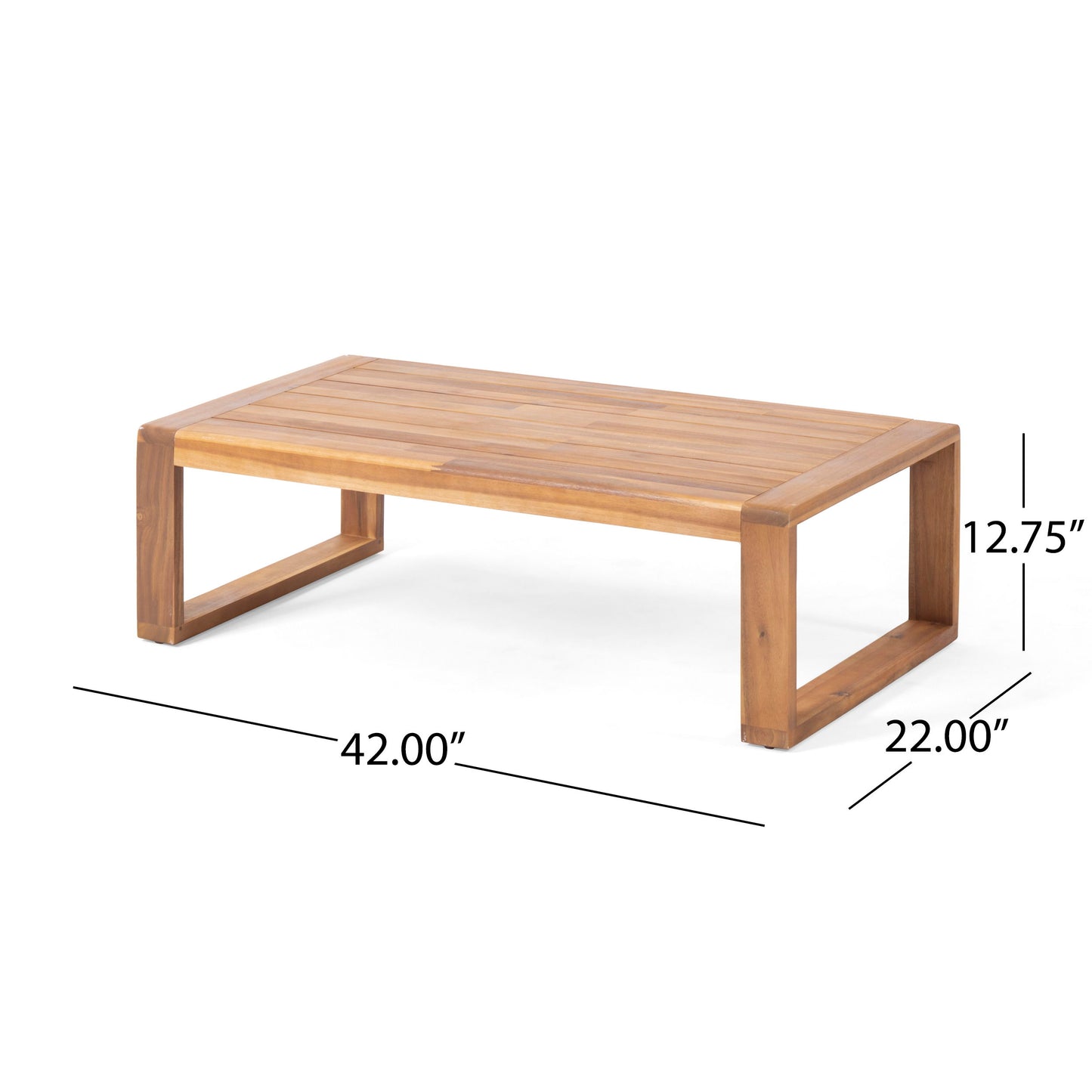 Paloma - Loveseat And Coffee Table Set With Adirondack Design Acacia Wood And Waterproof Fabric - Teak / Beige