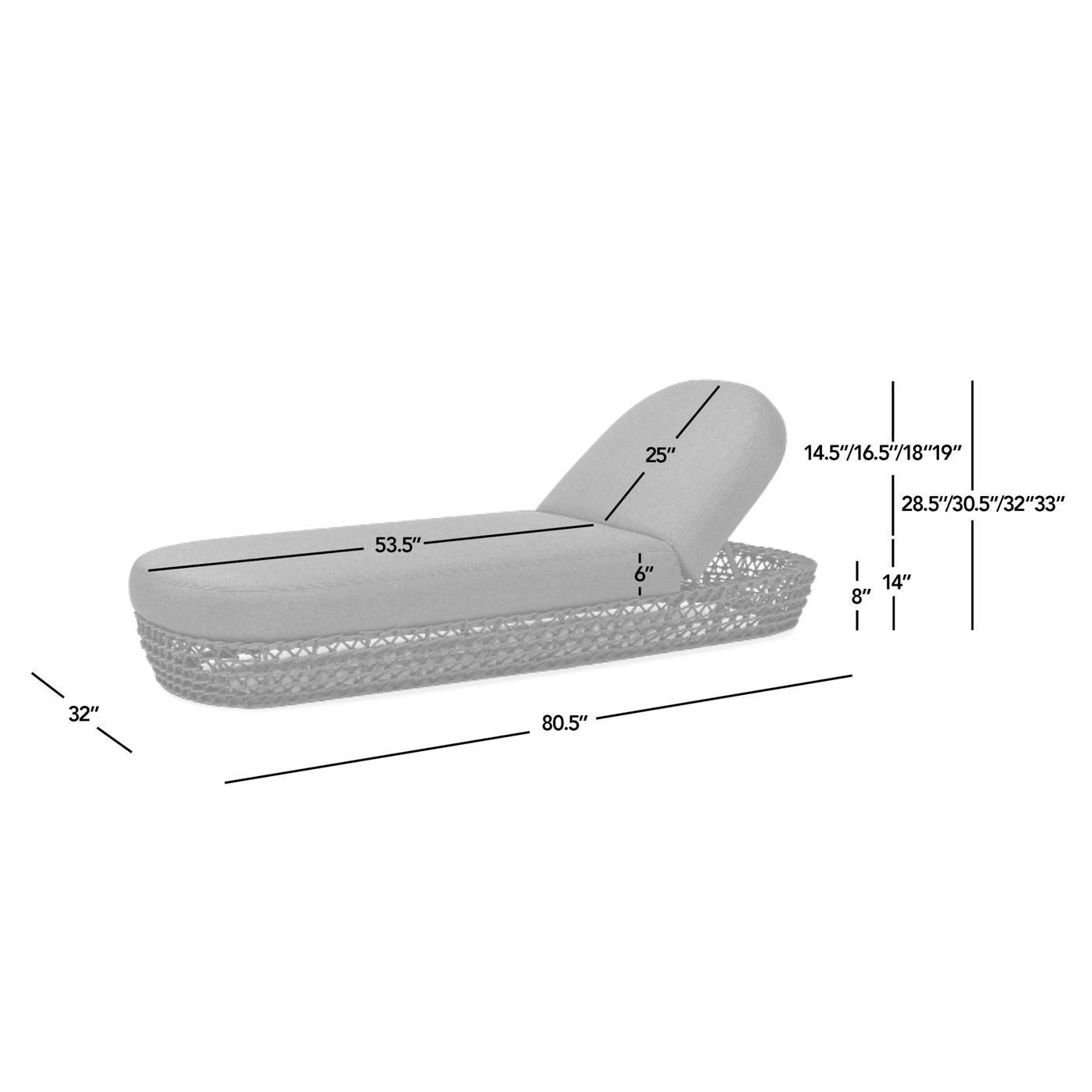 Willow - Sunbrella Upholstered Patio Lounger - Graphite Gray / Black
