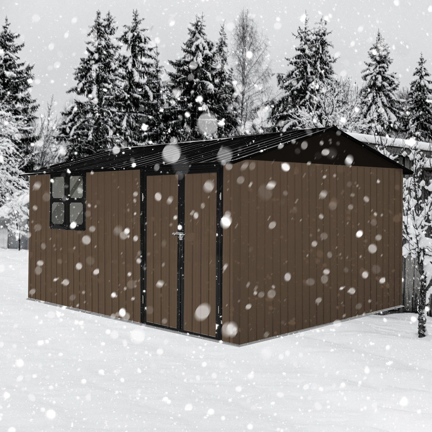 10'x12' Garden Sheds Outdoor Storage Sheds With Window - Brown
