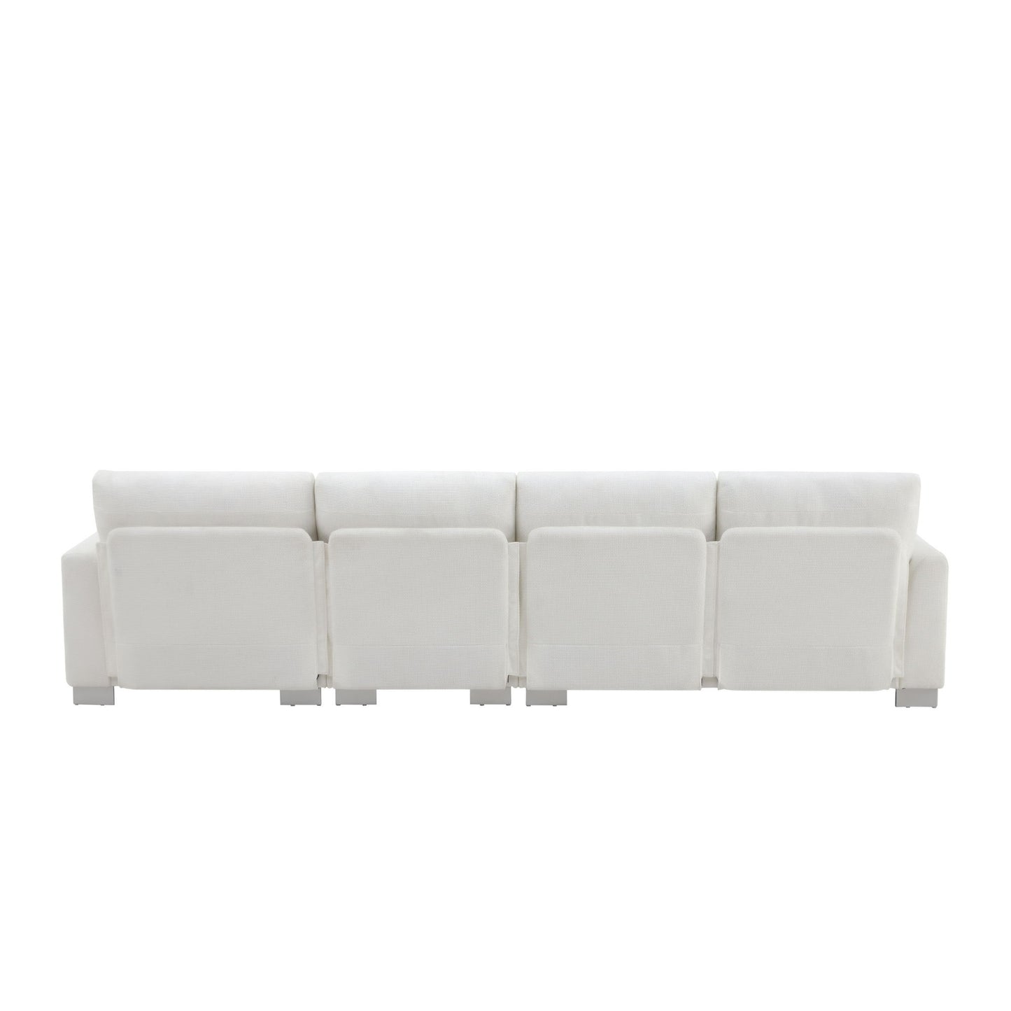 Modern Oversized Sectional Sofa, L-Shaped Luxury Couch Set With 2 Free Pillows, 5 Seat Chenille Indoor Furniture With Chaise - White