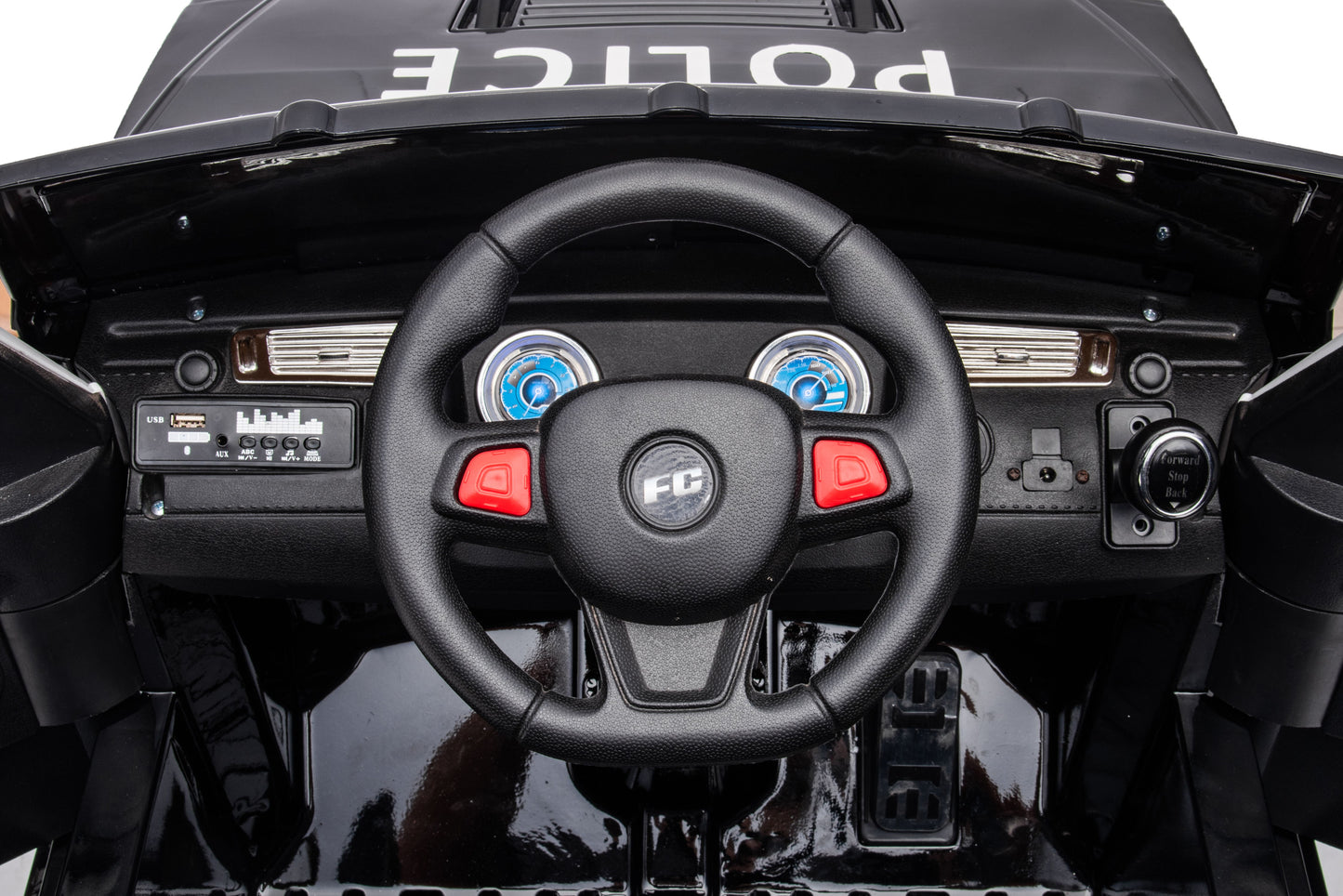 12V7A 30W*2 Four-Wheel Drive Leather Seat One Button Start, Forward And Backward, High And Low Speed, Music, Front Light, Power Display, Two Doors Can Open, 2.4G R / C, Seat Belt Four Wheel Absorber - Black