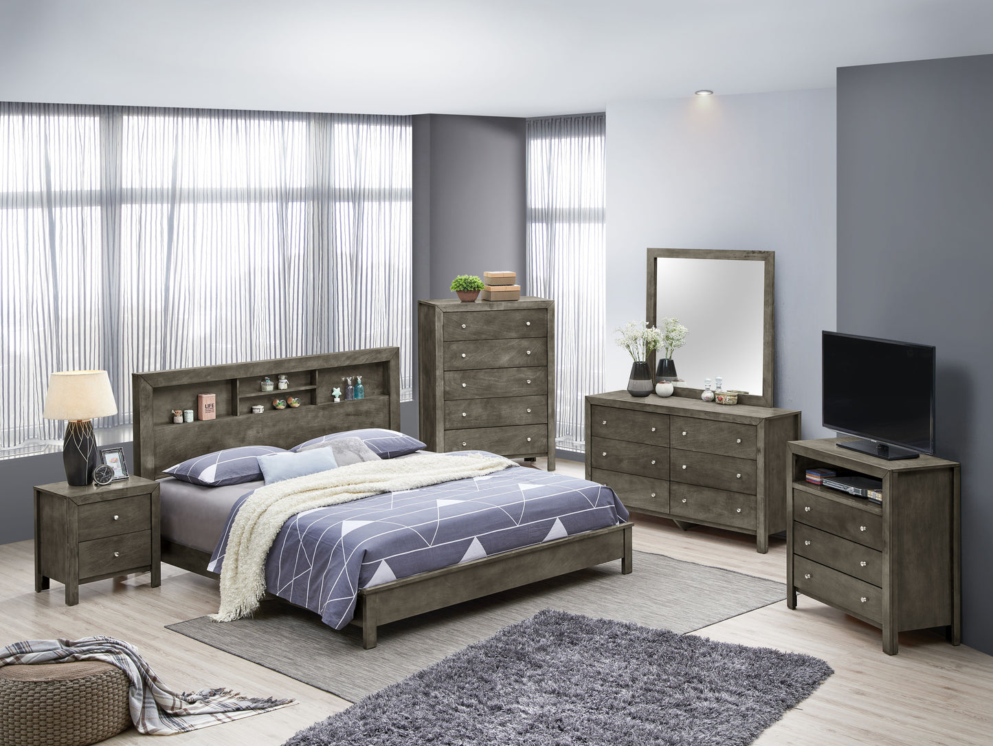 King Transitional Bed - Gray