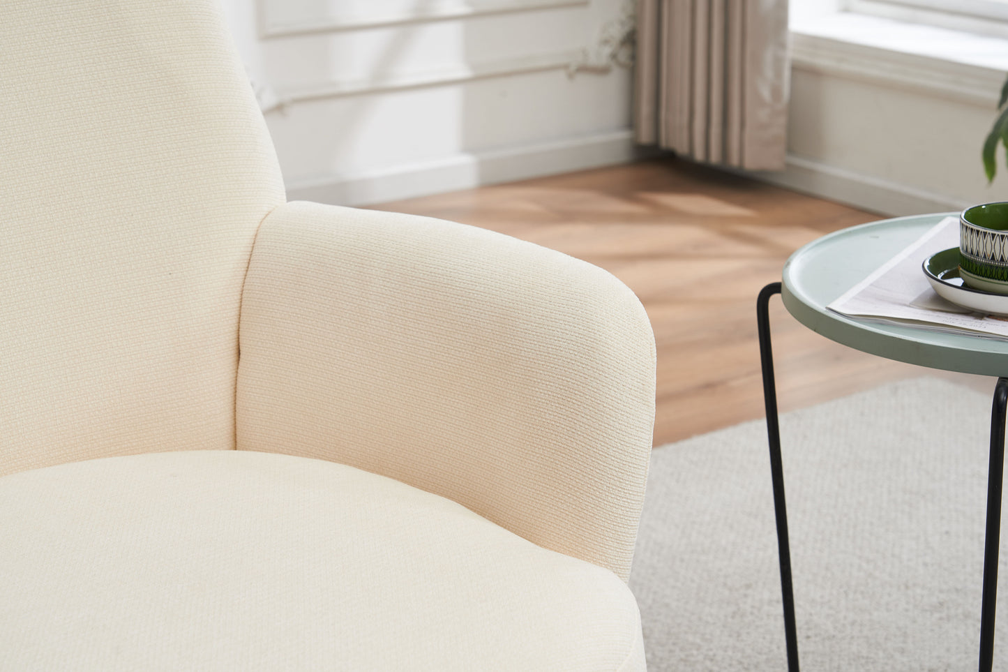 Swivel Barrel Chair, Swivel Accent Chairs Armchair For Living Room, Reading Chairs For Bedroom Comfy, Round Barrel Chairs With Gold Stainless Steel Base - Beige