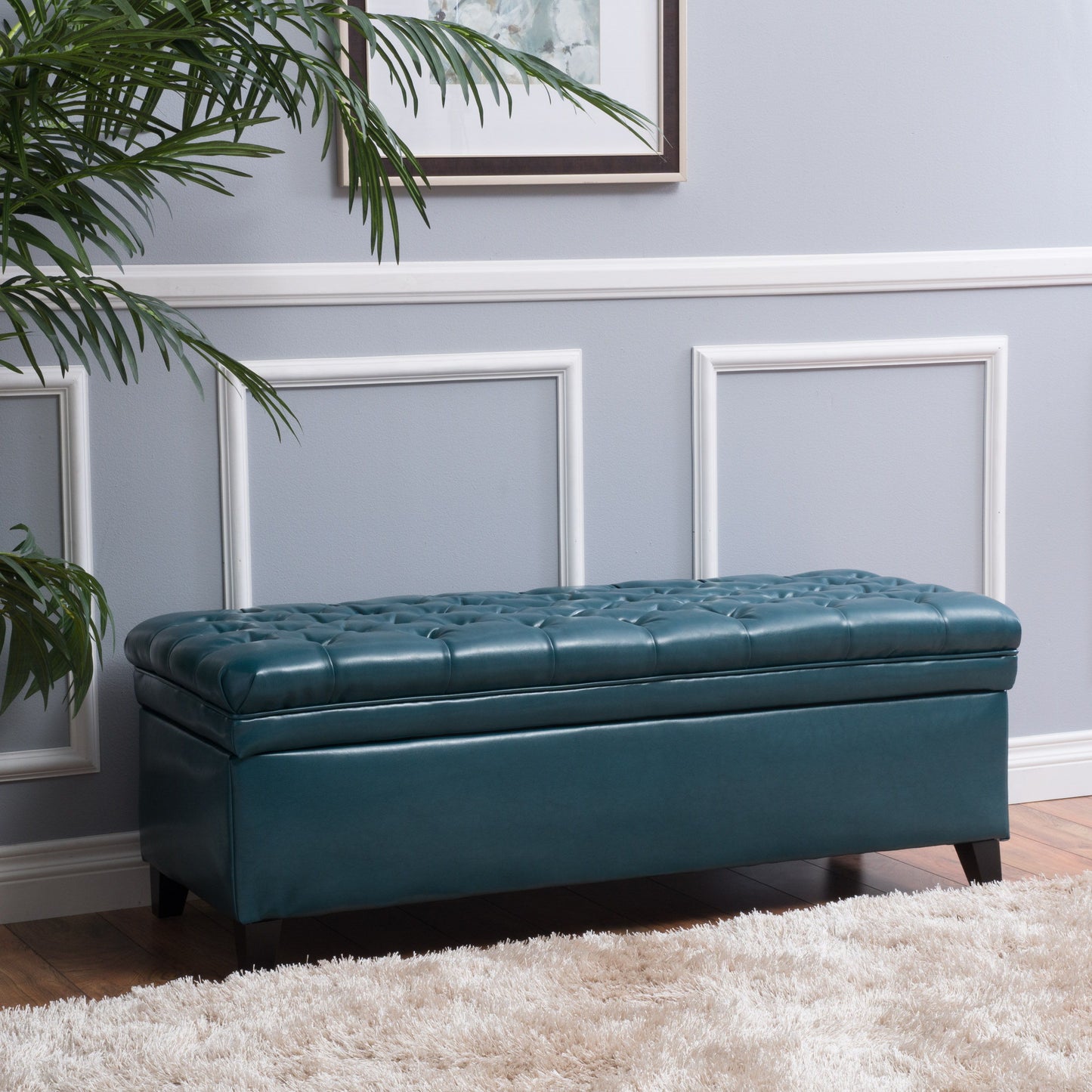 Juliana - Teal Storage Ottoman With Spacious Interior - Teal