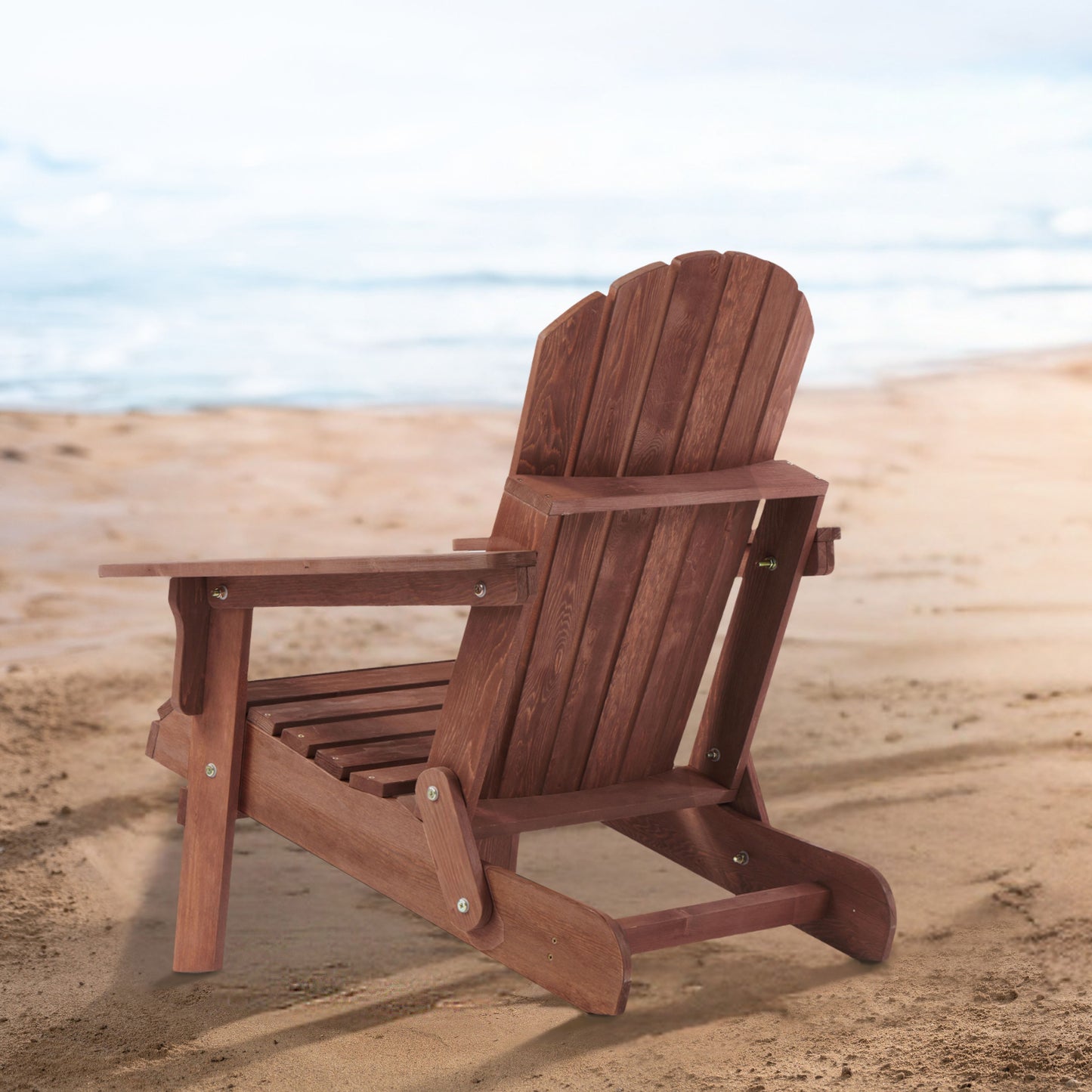 Oversize Outdoor Folding Adirondack Chair, Patio Chair For Garden Backyard Porch Pool Deck Firepit - Coffee