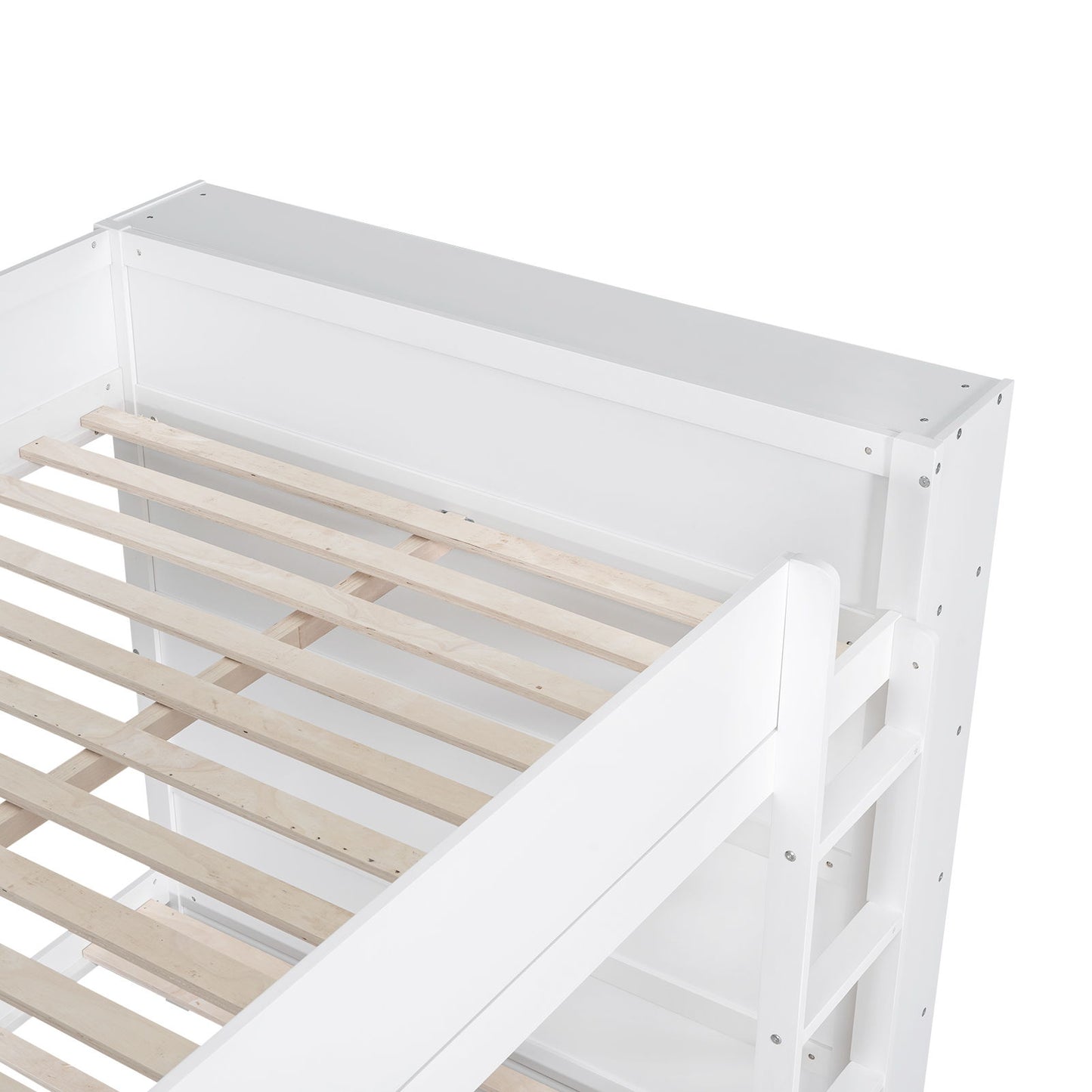 Full Over Full Bunk Bed With 2 Drawers And Multi-Layer Cabinet - White