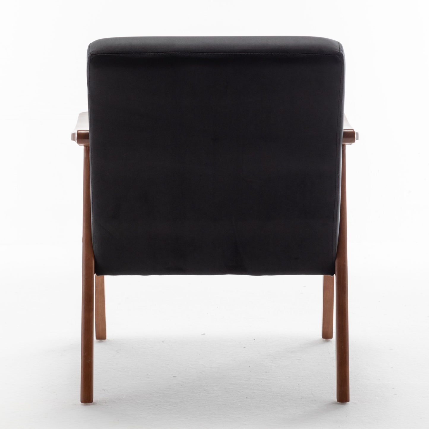 Mid Century Modern Wingback Accent Chair With Solid Wood Frame And Extra Thick Backrest - Lounge Chair For Living Room, Bedroom - Black