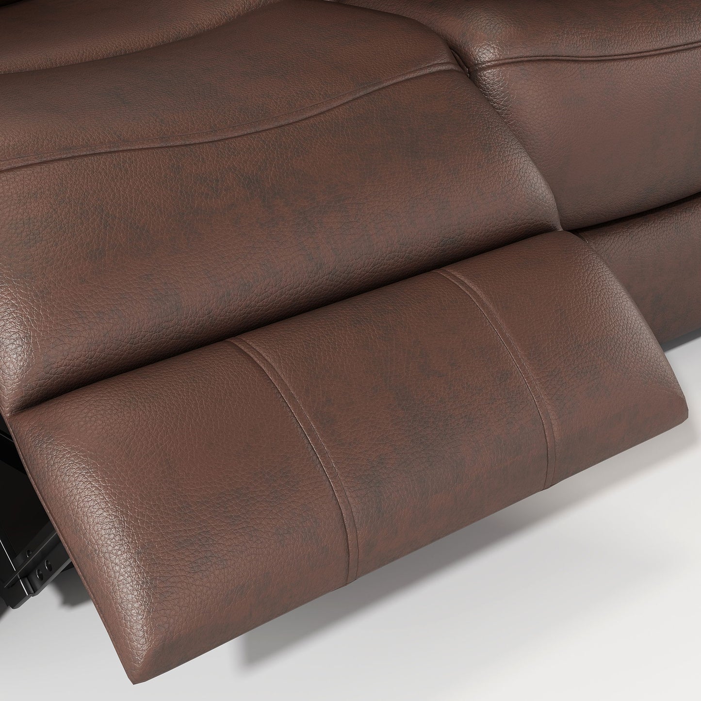 Genuine Leather Non-Power Reclining Sofa With Drop Down Table, Stainless Steel Cupholders And Magazine Bag - Brown