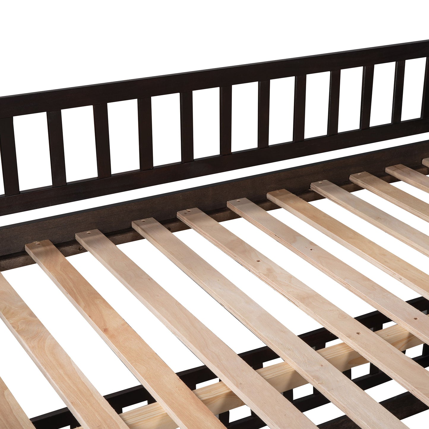 Full Over Full Low Bunk Bed With Slide, Fence And Ladder For Toddler - Espresso