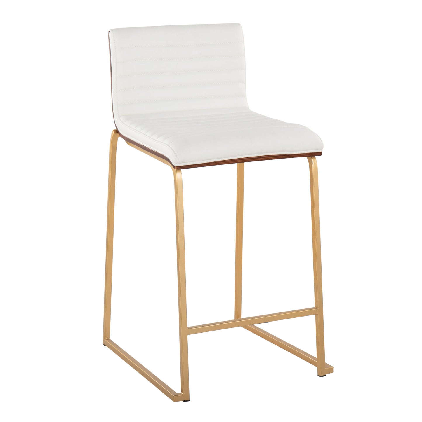 Mason Mara - Contemporary Fixed Height Counter Stool (Set of 2) - Gold / Walnut / White