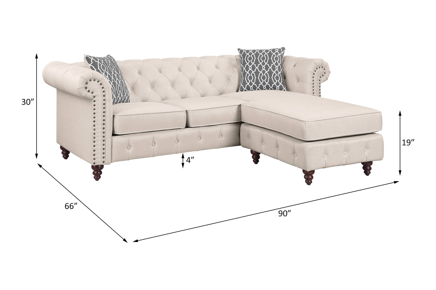 Waldina - Reversible Sectional Sofa - Beige