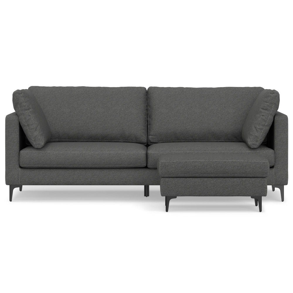 Ava - Mid Century Sofa With Ottoman Set - Dark Gray