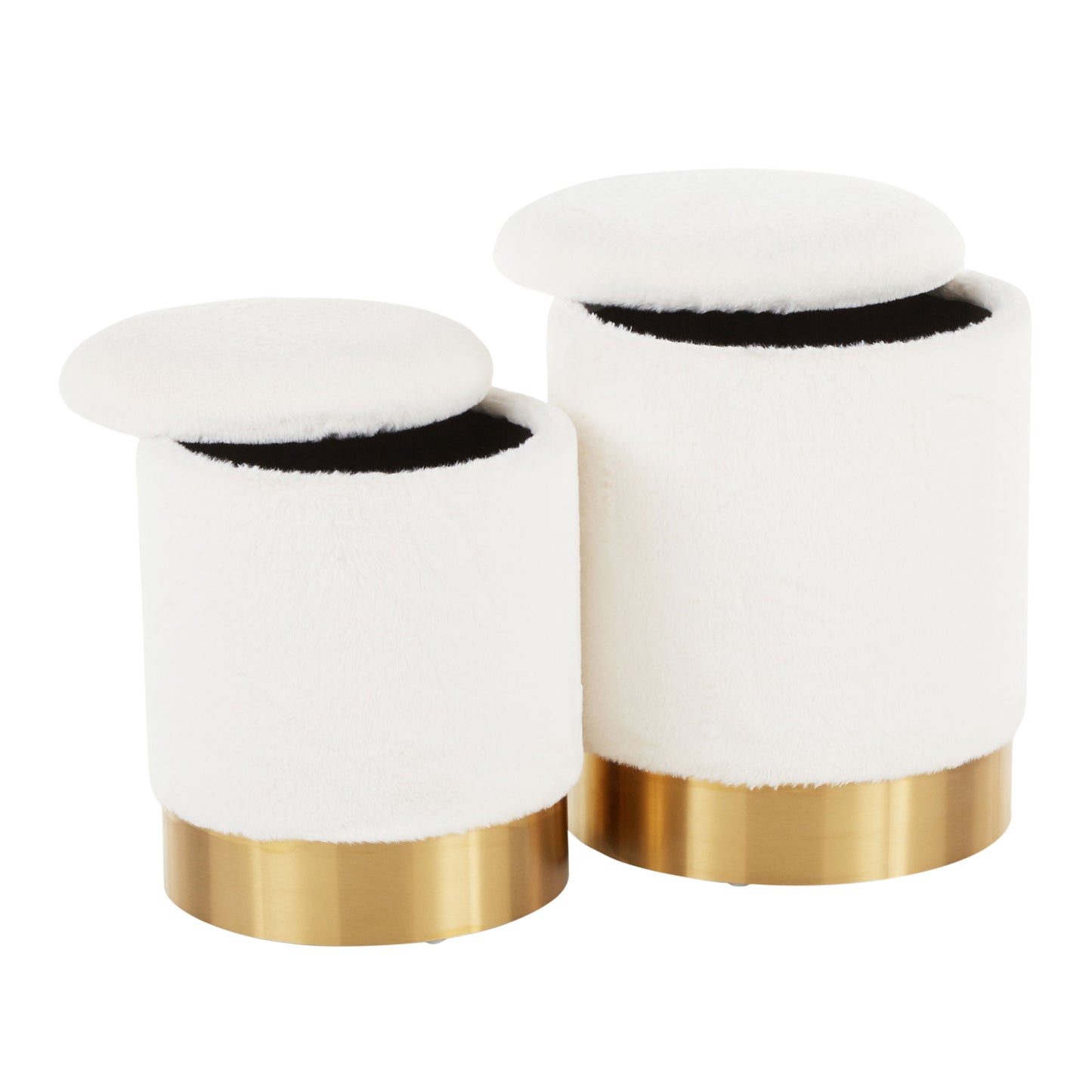 Marla - Contemporary Nesting Ottoman Set - Gold / Cream