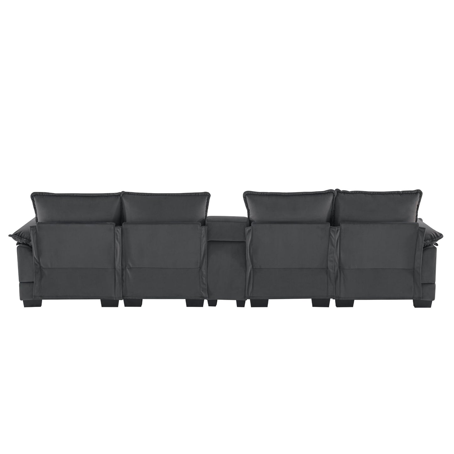 Modern U Shaped Sofa With Console, Cupholders And USB Ports, 6 Seat Upholstered Symmetrical Indoor Furniture, Sleeper Couch Set With Chaise - Gray