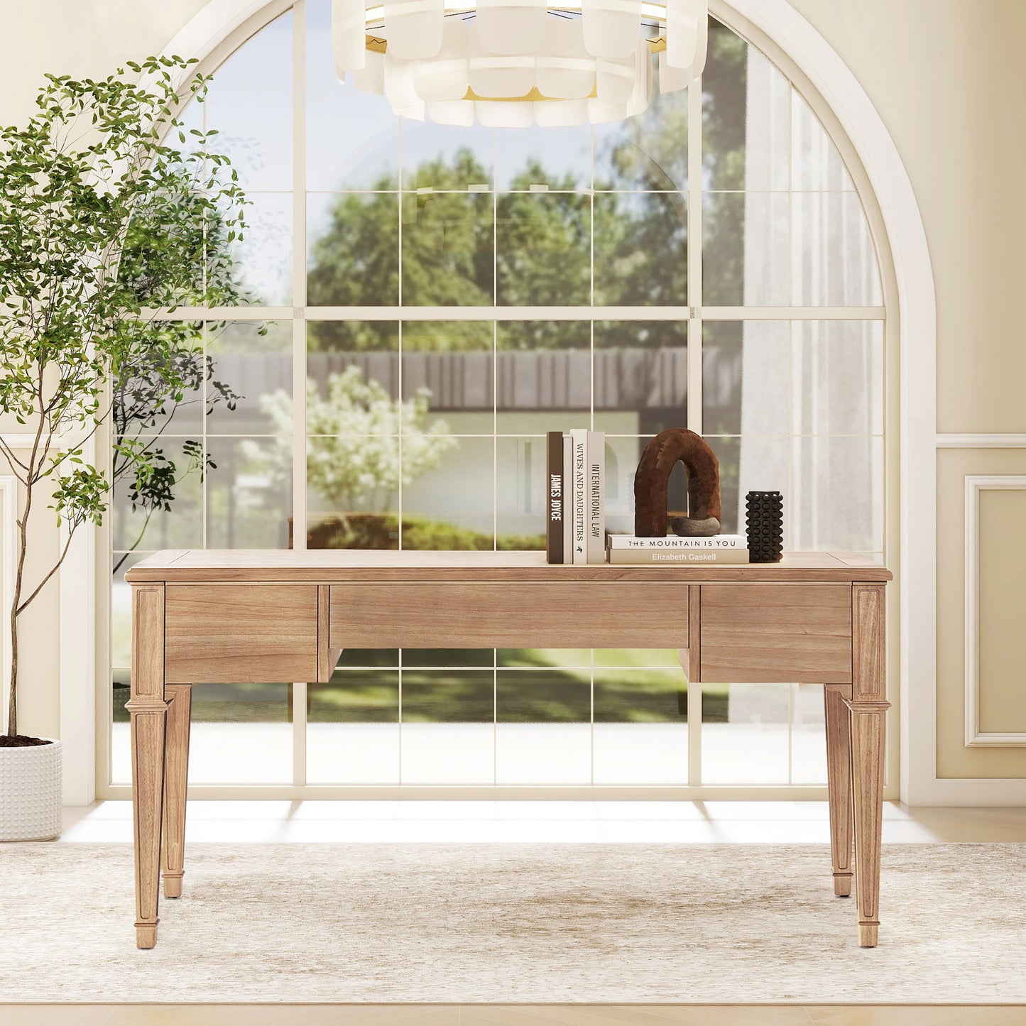 Dauphin - 3 Drawer Executive Desk - Natural Brown