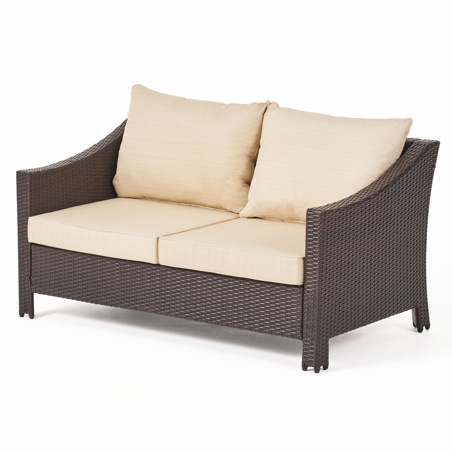 Antibes - 4 Pieces Wicker Chat Set - Brown / Beige
