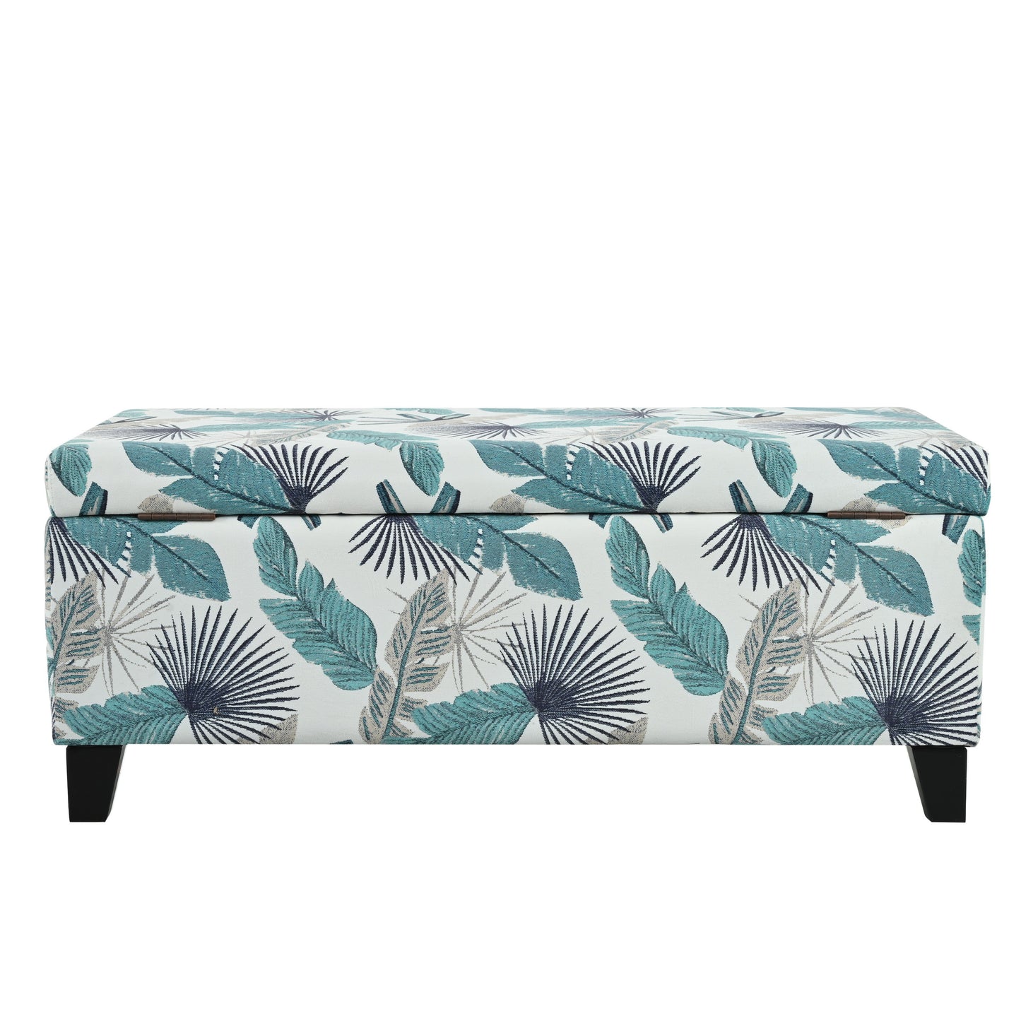 Charming Floral Storage Ottoman With Upholstered Fabric And Wood Frame - Flower