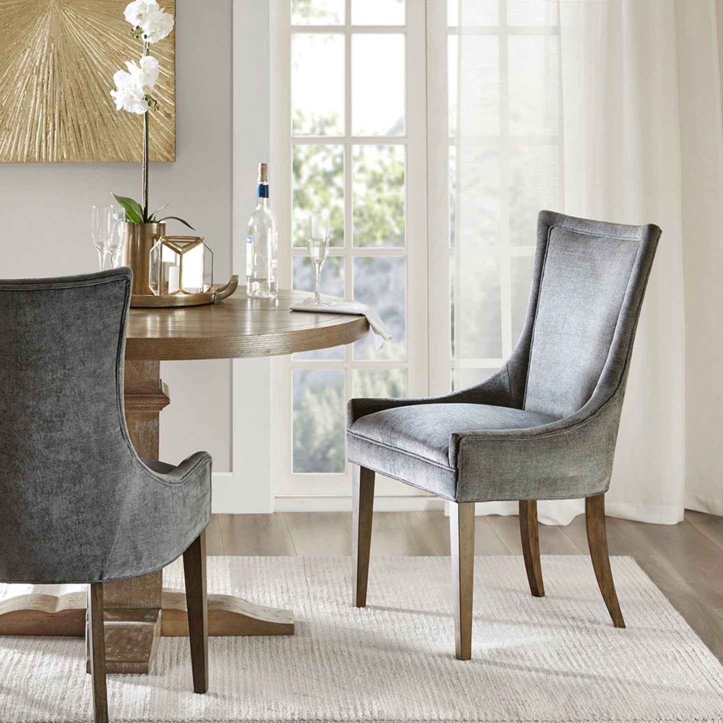 Elegant Design Comfortable Seating Dining Side Chair (Set of 2) - Dark Gray