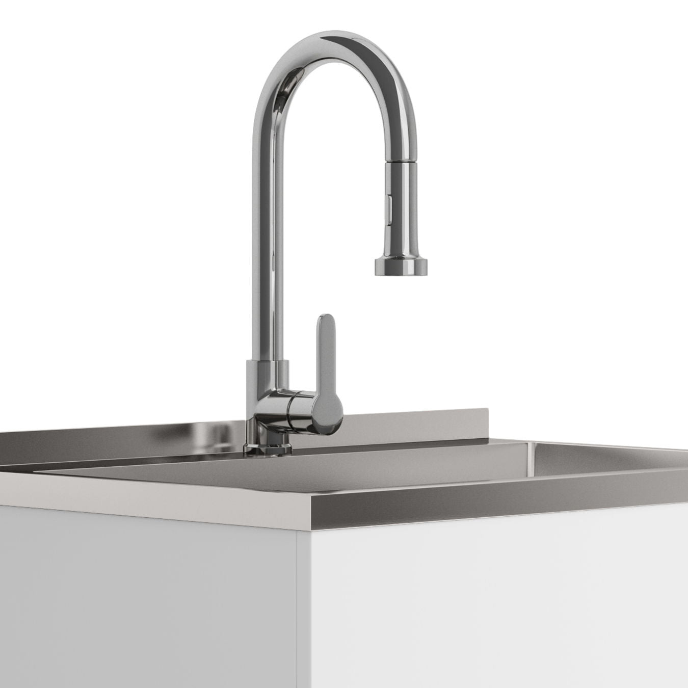Metro - Laundry Cabinet & Faucet And Stainless Steel Sink - White