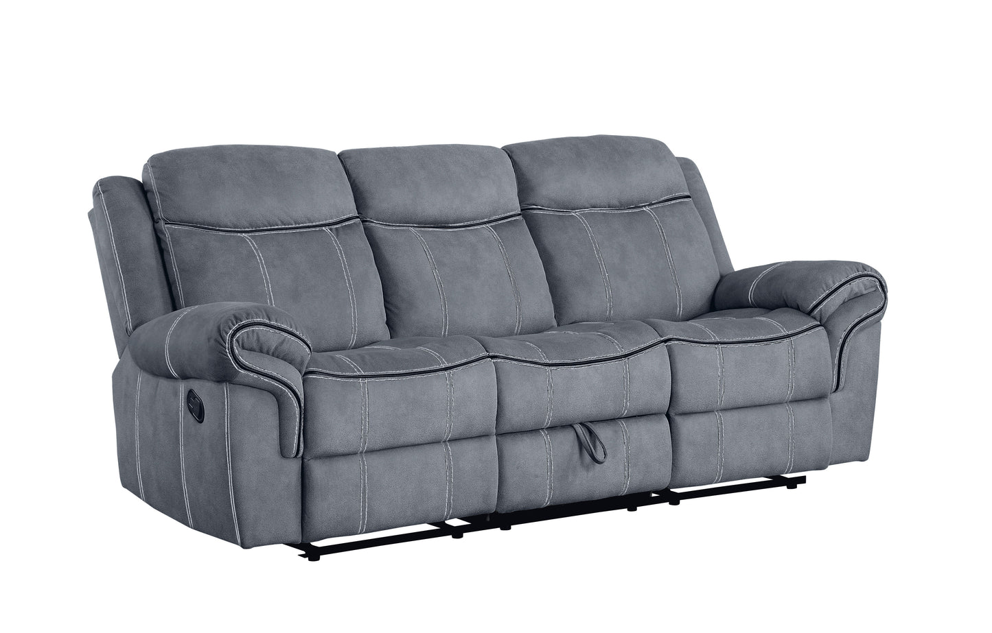Zubaida - Two Tone Velvet 3 Piece Recliner Living Room Set - Gray