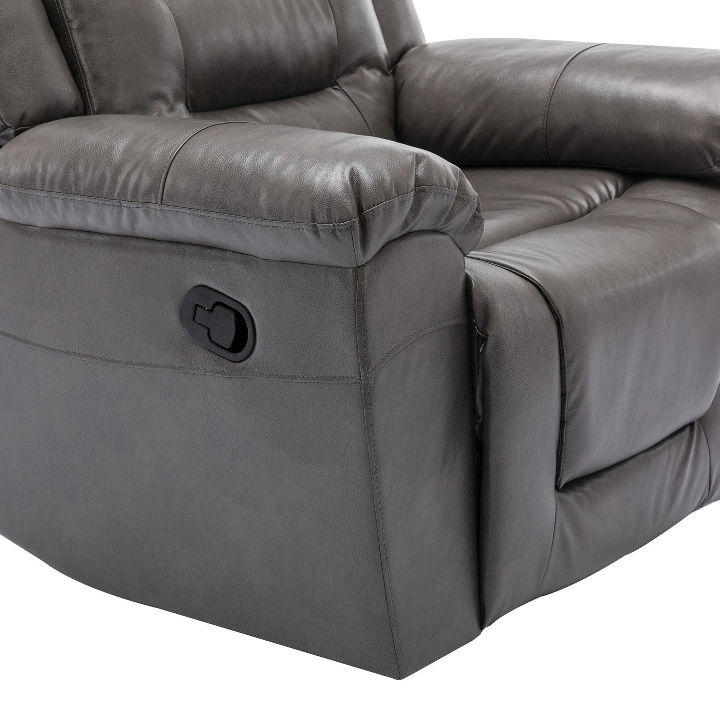 3 Seater Home Theater Recliner Manual Recliner Chair With Two Built-In Cup Holders For Living Room - Gray