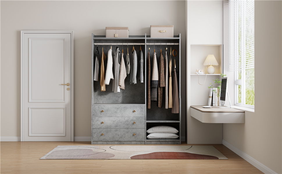 Open Wardrobe Storage For Bedroom - Gray