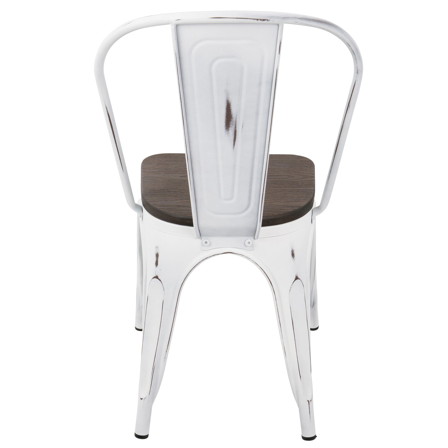 Oregon - Industrial / Farmhouse Stackable Dining Chair (Set of 2) - Vintage White / Espresso